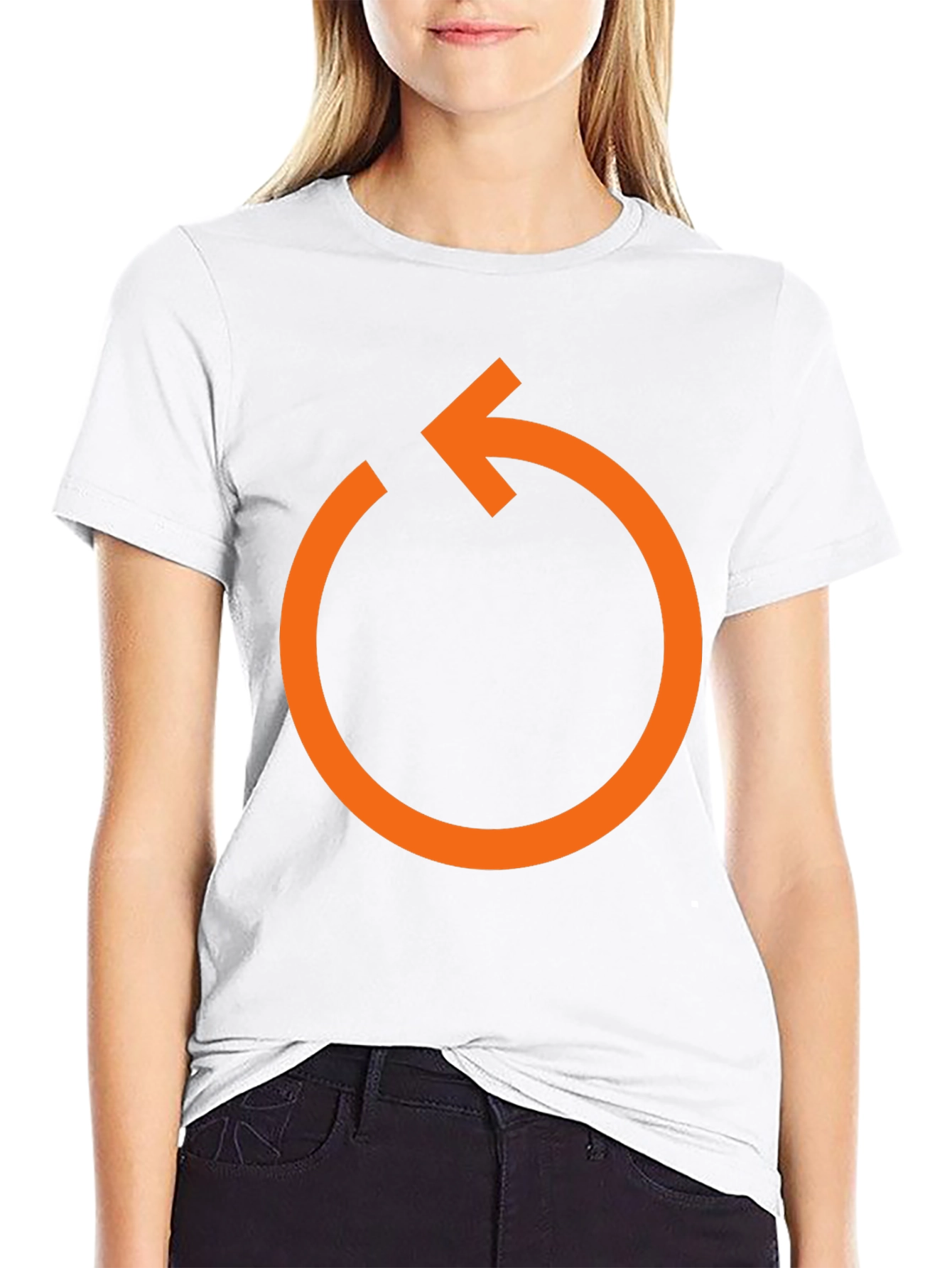 Orange Rotate Arrow Graphic T-Shirt