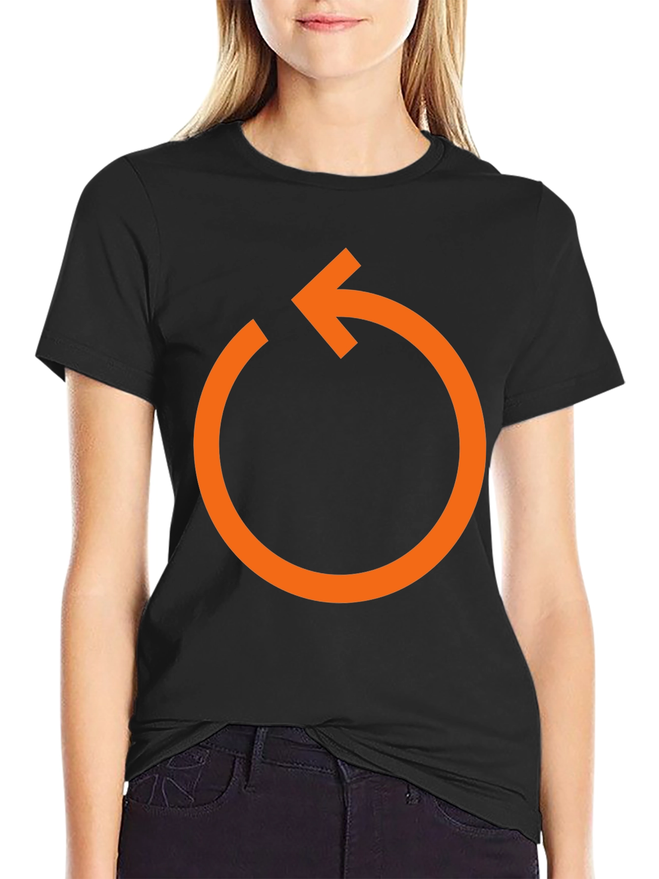 Orange Rotate Arrow Graphic T-Shirt