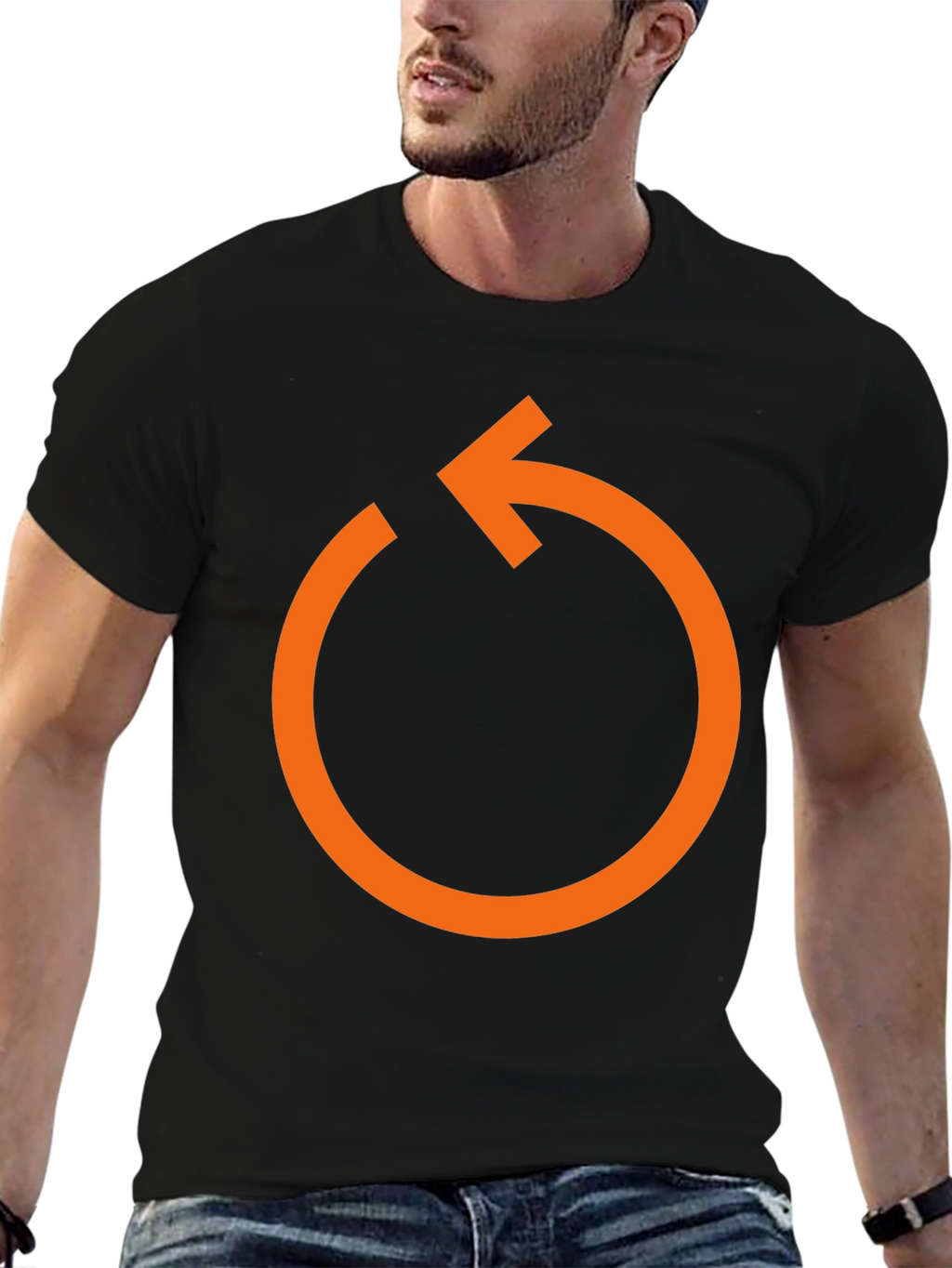 Orange Rotate Arrow Graphic T-Shirt