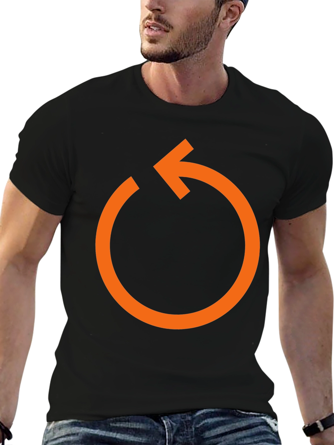 Orange Rotate Arrow Graphic T-Shirt