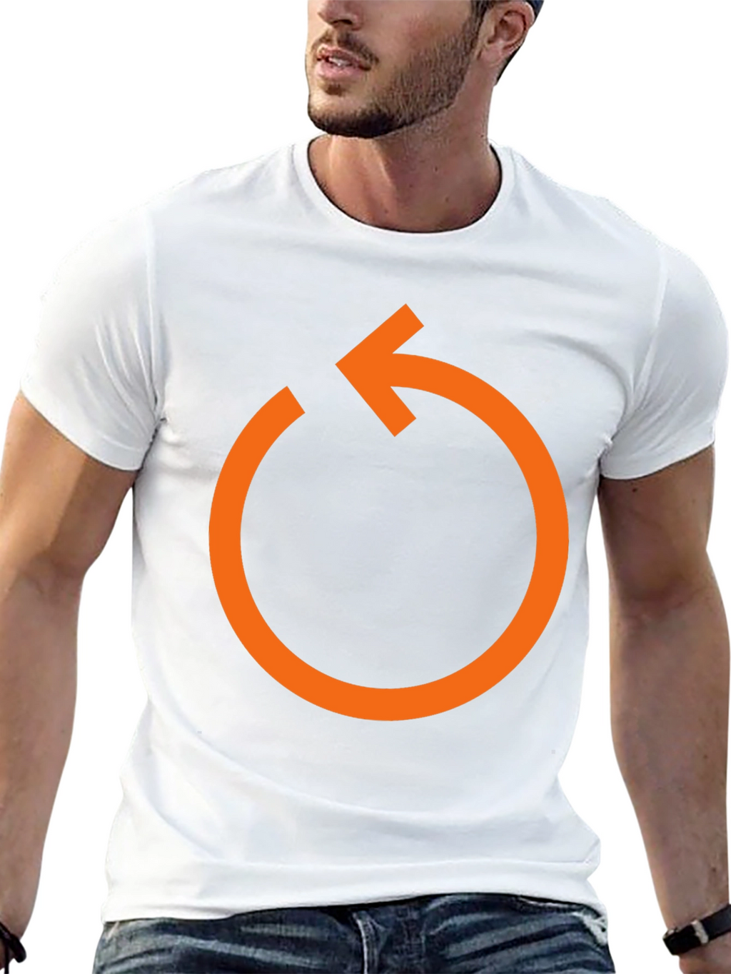 Orange Rotate Arrow Graphic T-Shirt