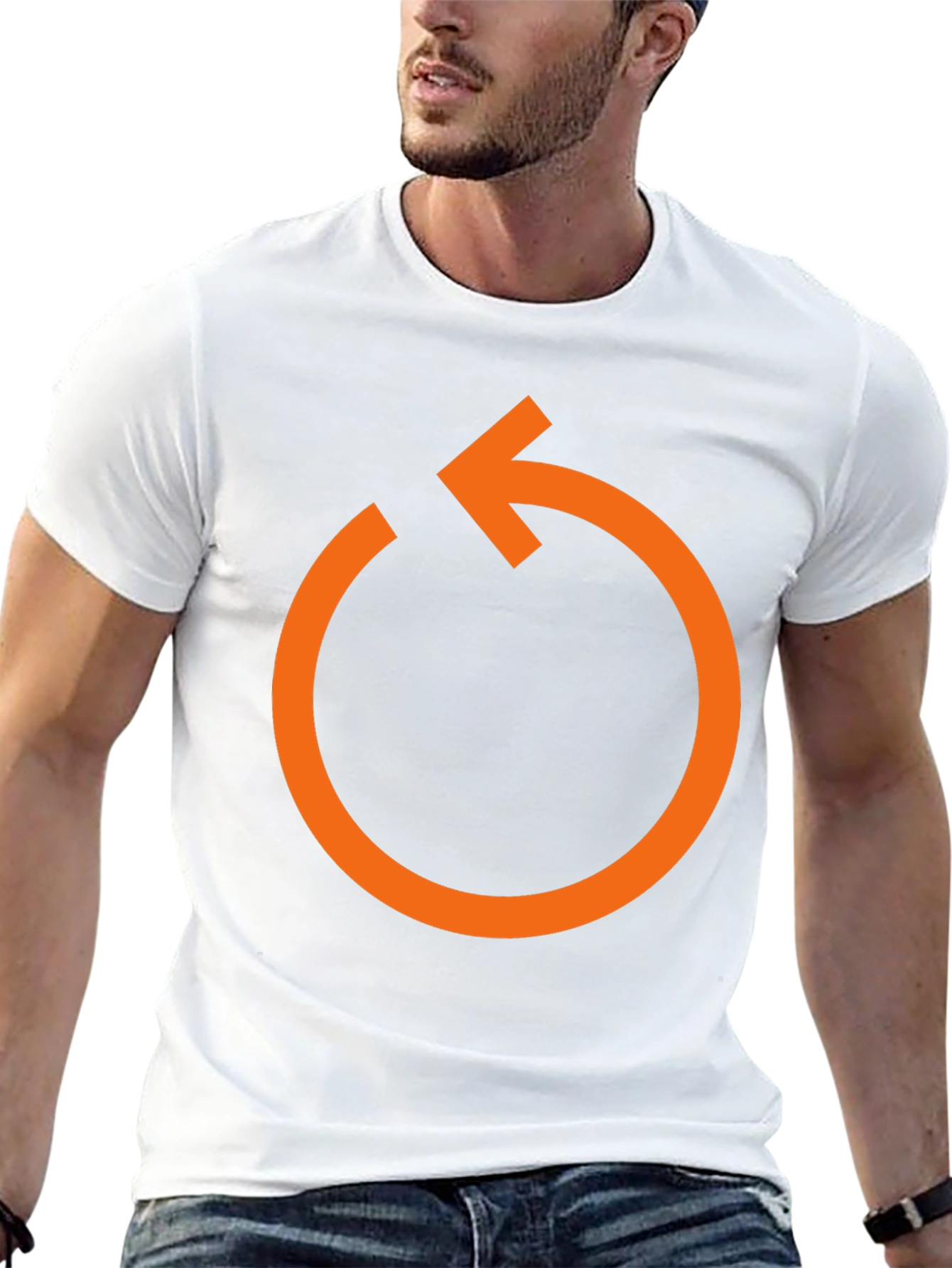 Orange Rotate Arrow Graphic T-Shirt
