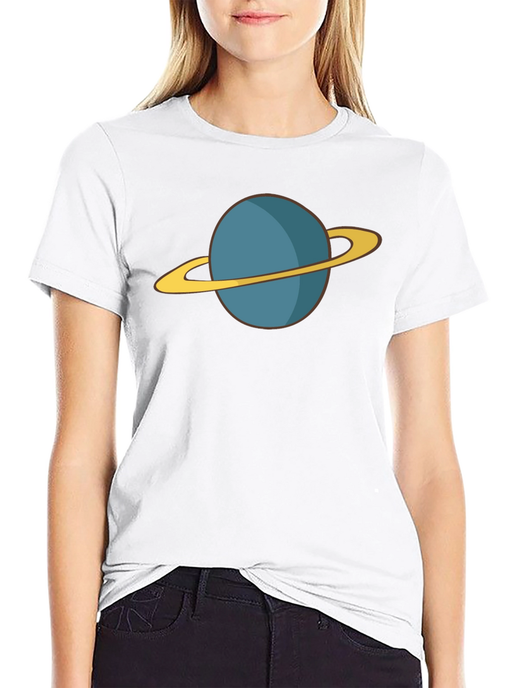 Planet Saturn Graphic Tee - Black