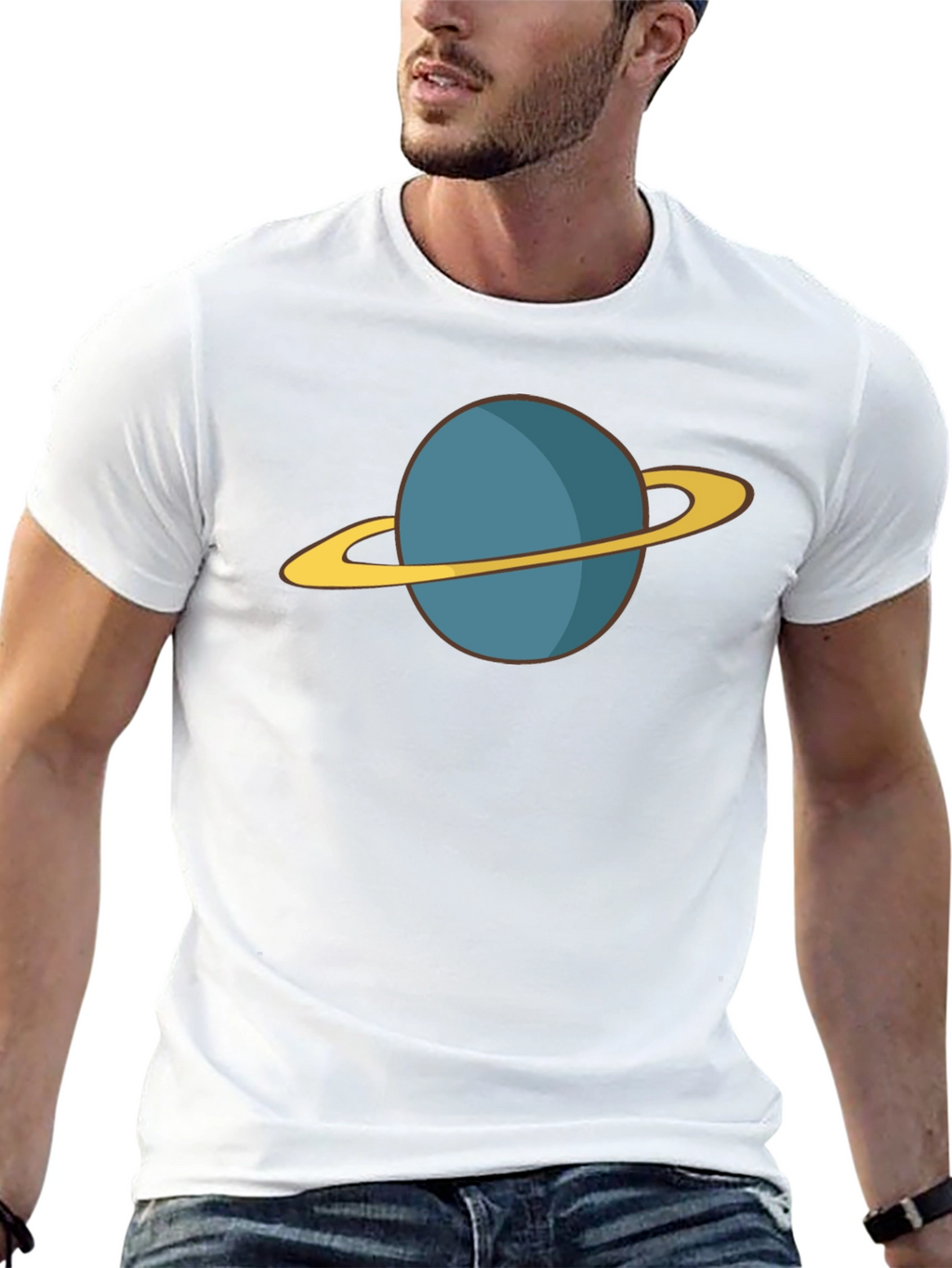Planet Saturn Graphic Tee - Black