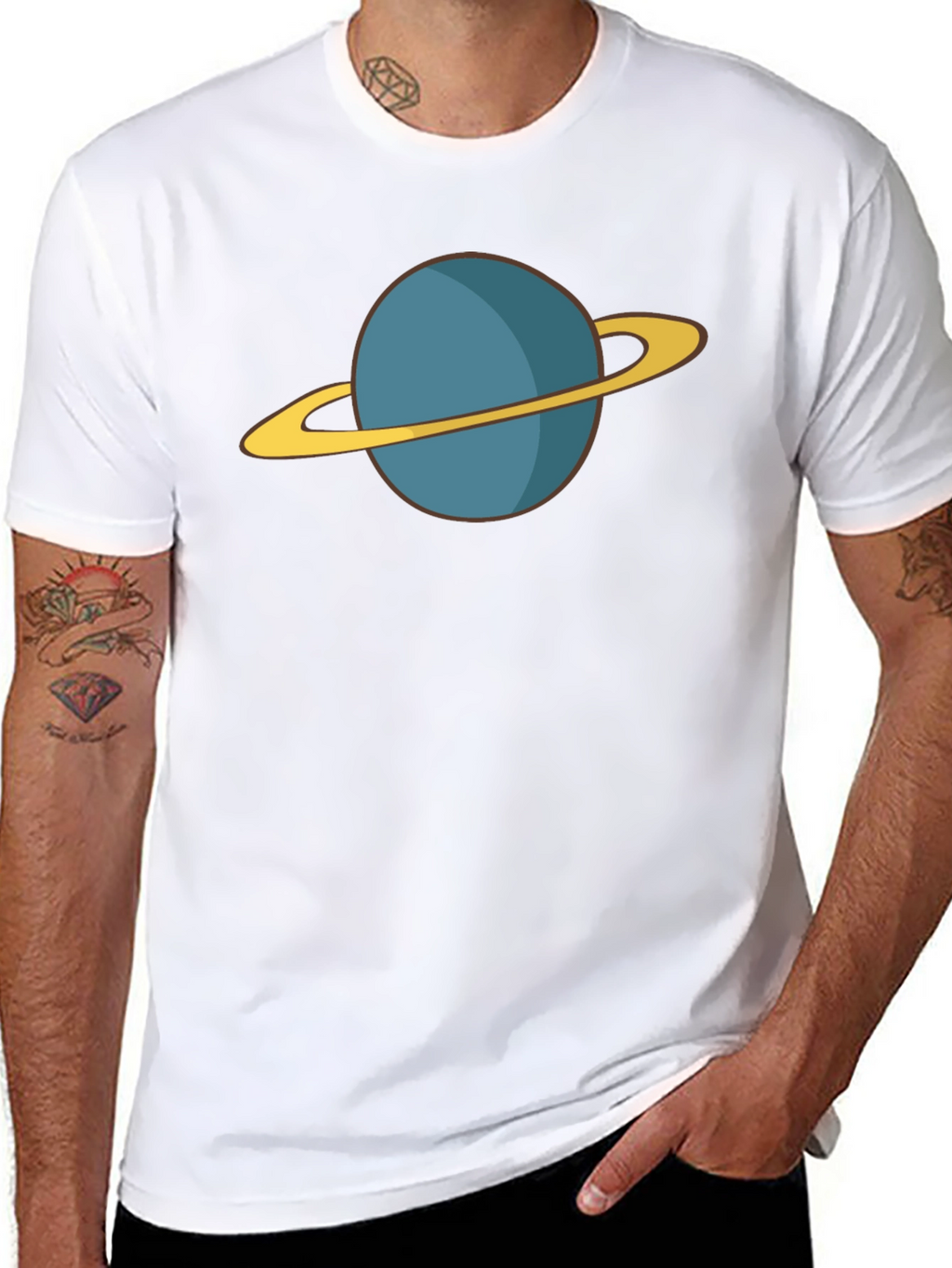 Planet Saturn Graphic Tee - Black