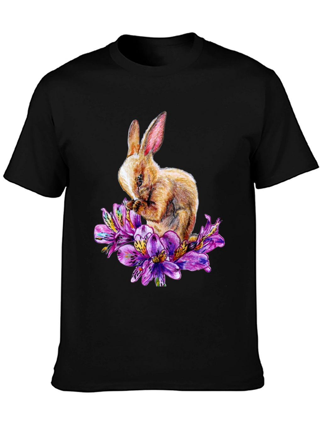 Rabbit and Floral T-Shirt - Unique Graphic Tee