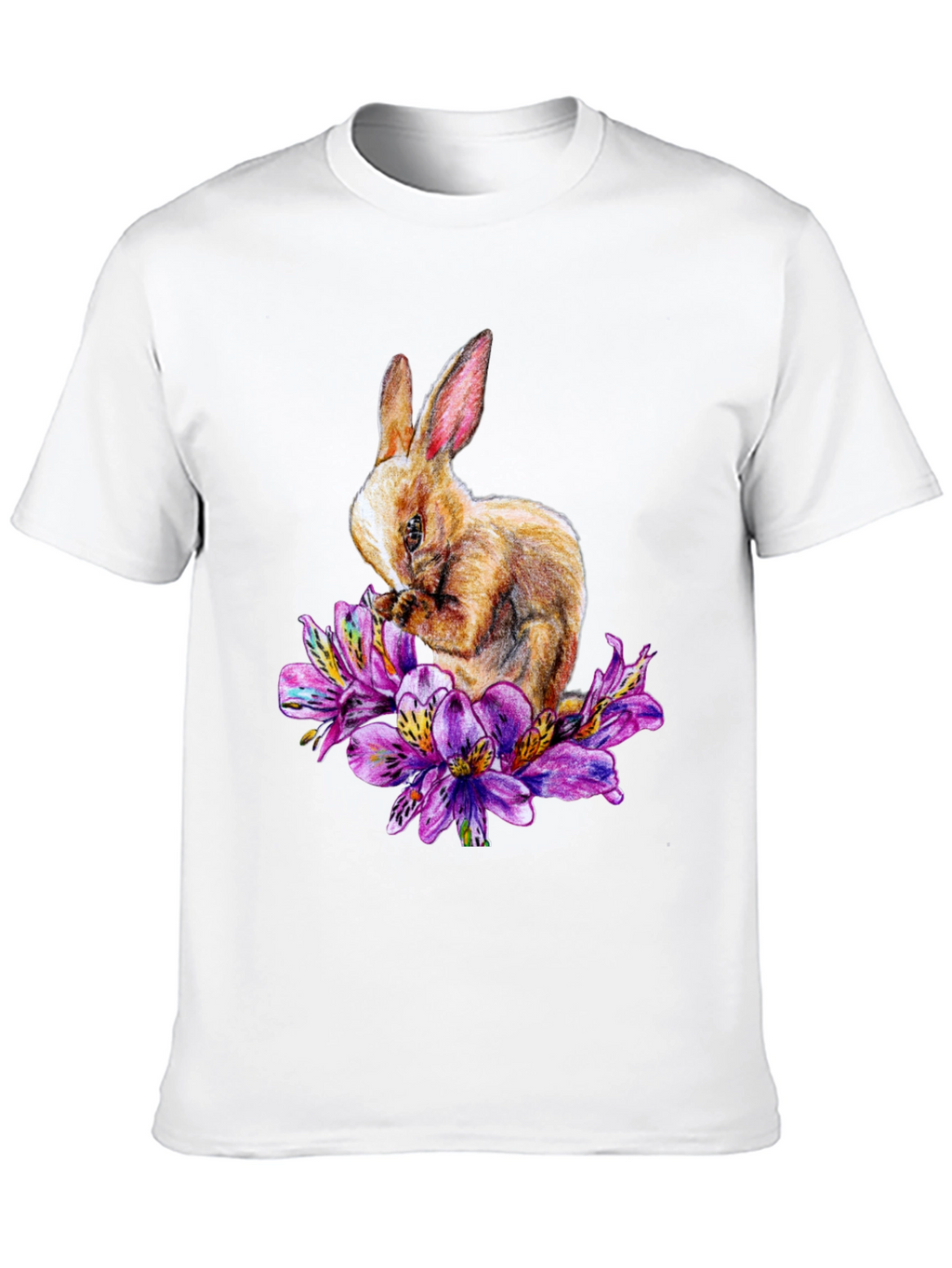 Rabbit and Floral T-Shirt - Unique Graphic Tee