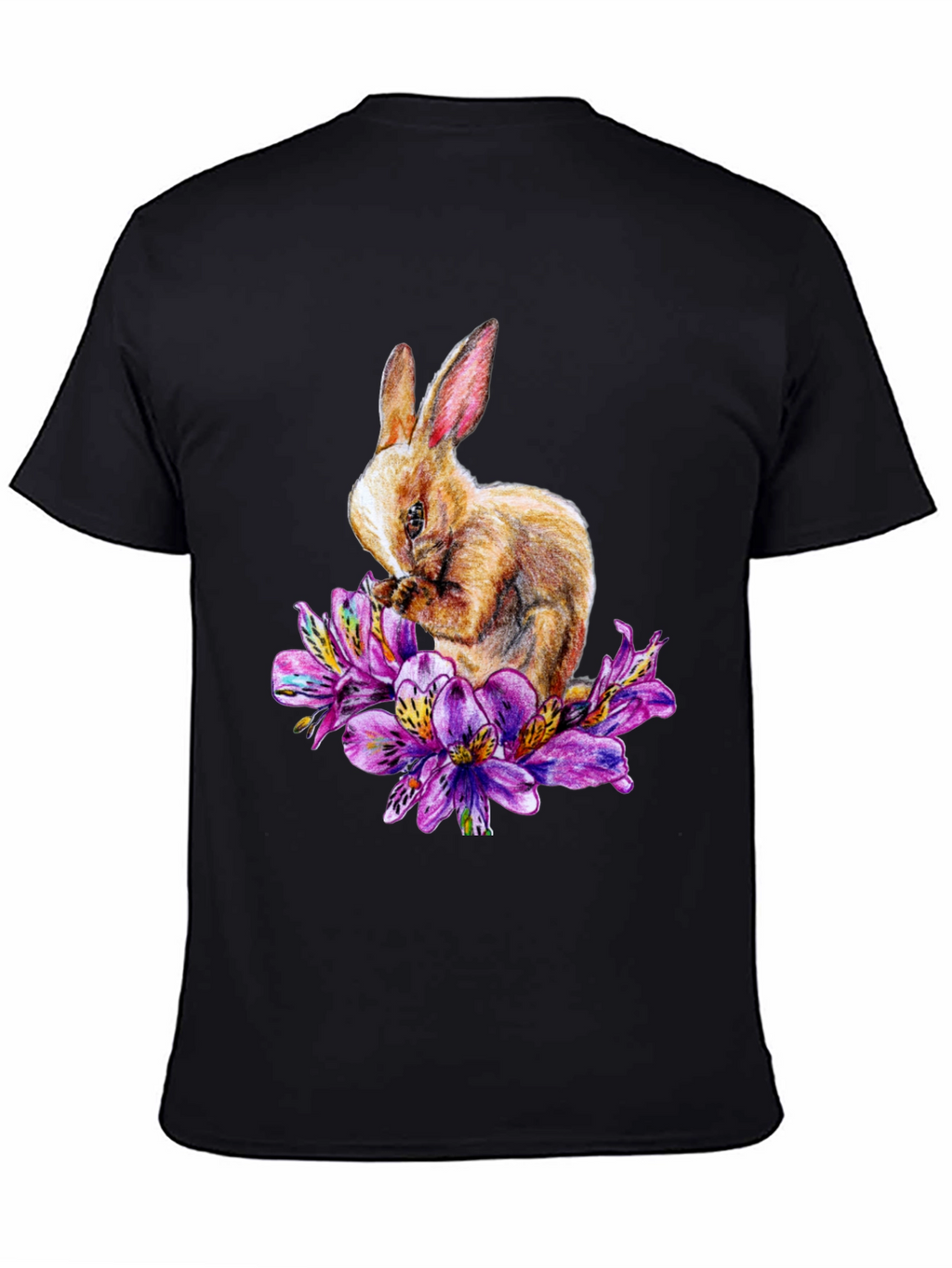 Rabbit and Floral T-Shirt - Unique Graphic Tee