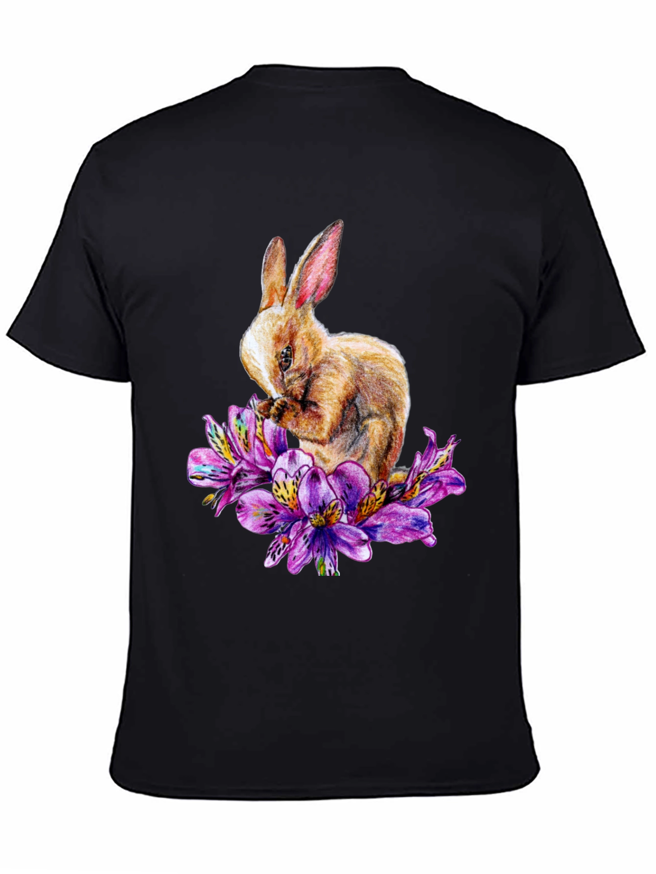 Rabbit and Floral T-Shirt - Unique Graphic Tee