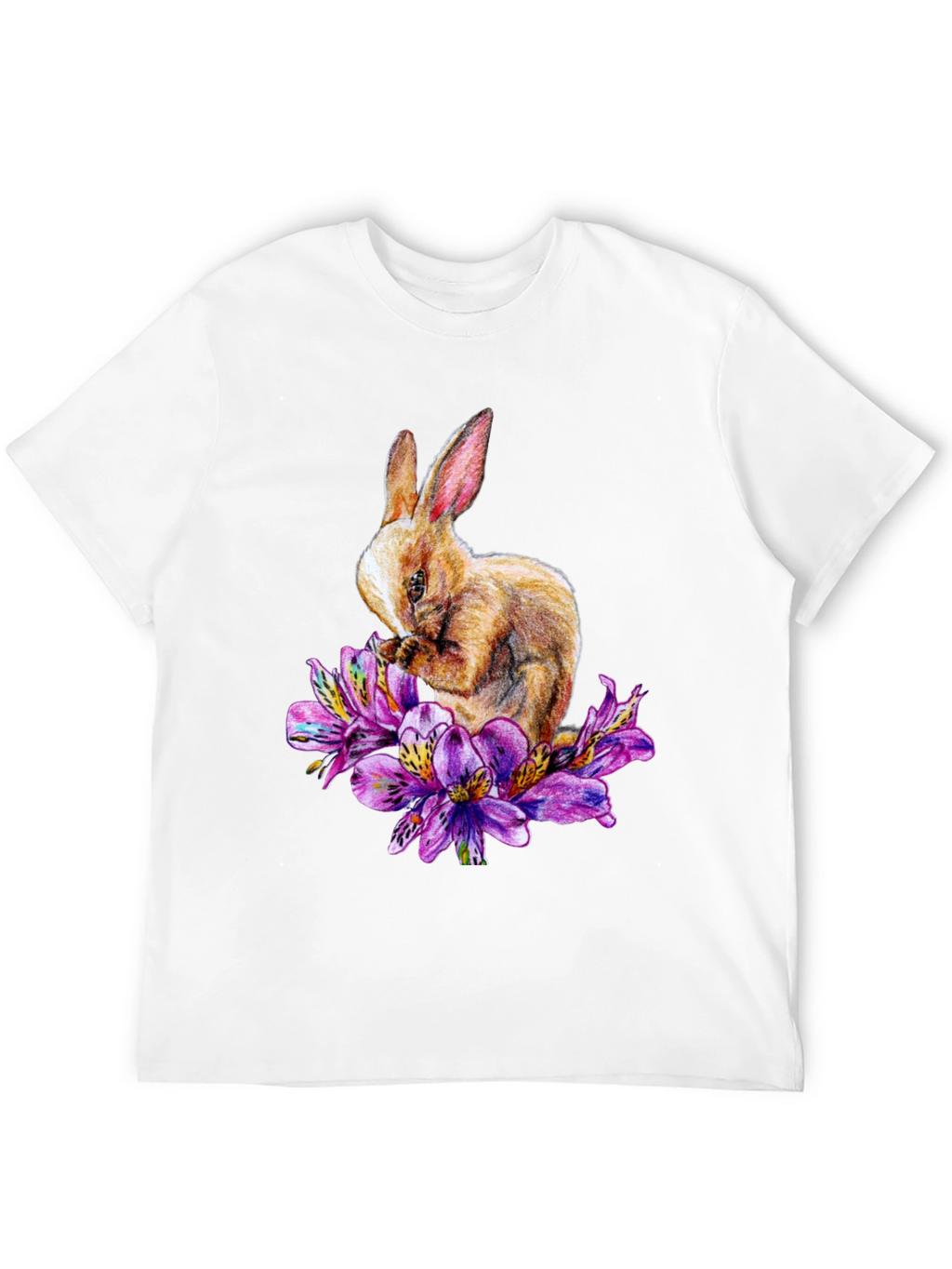 Rabbit and Floral T-Shirt - Unique Graphic Tee