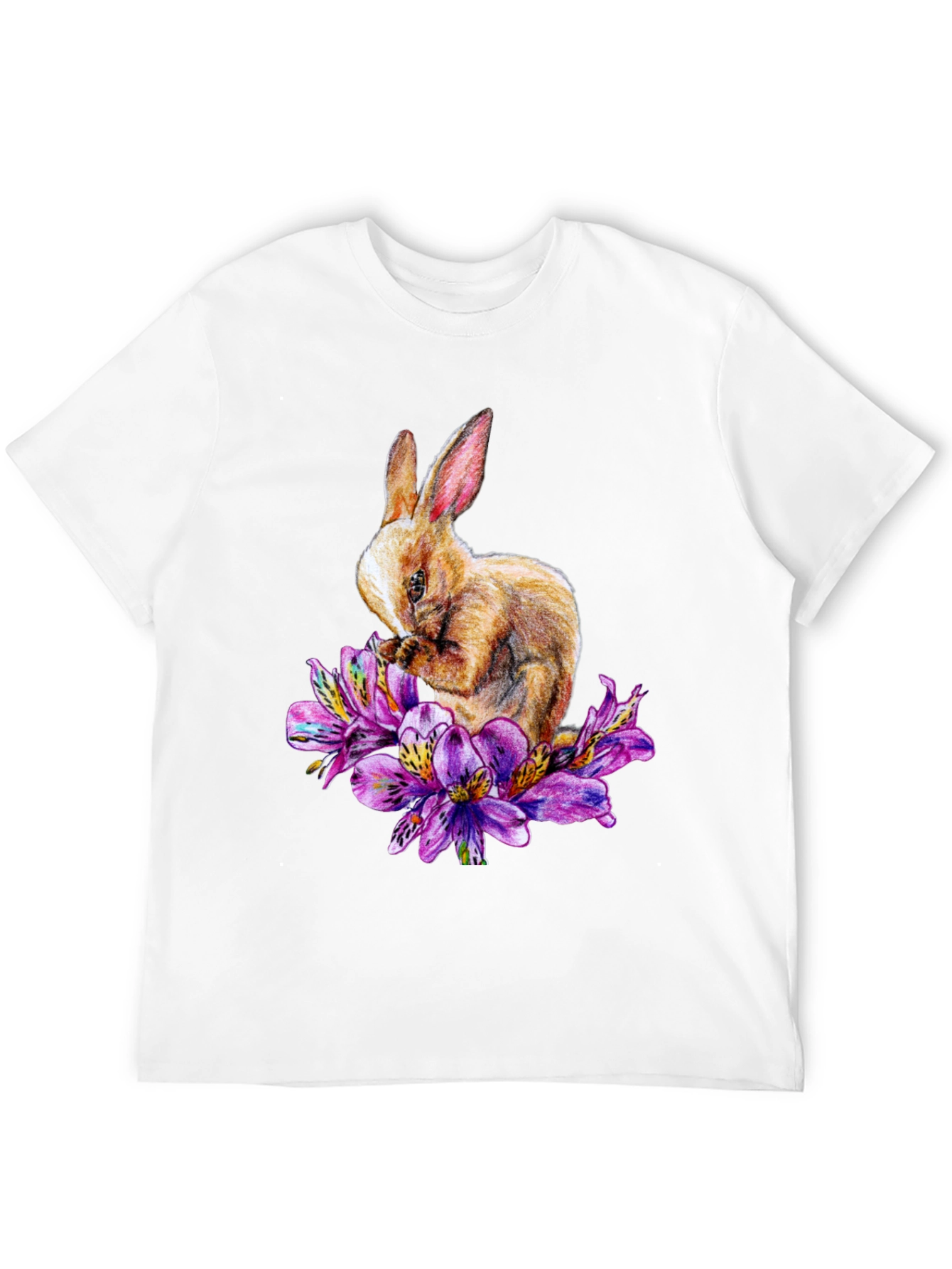 Rabbit and Floral T-Shirt - Unique Graphic Tee