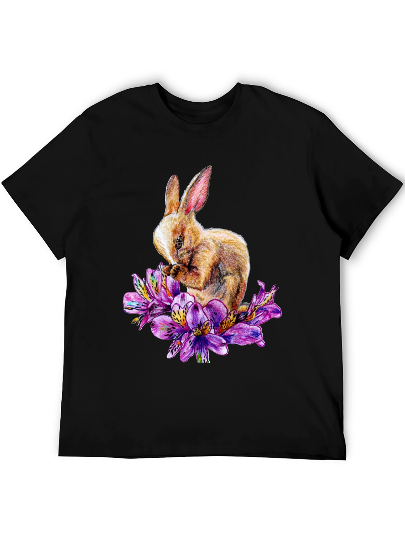 Rabbit and Floral T-Shirt - Unique Graphic Tee