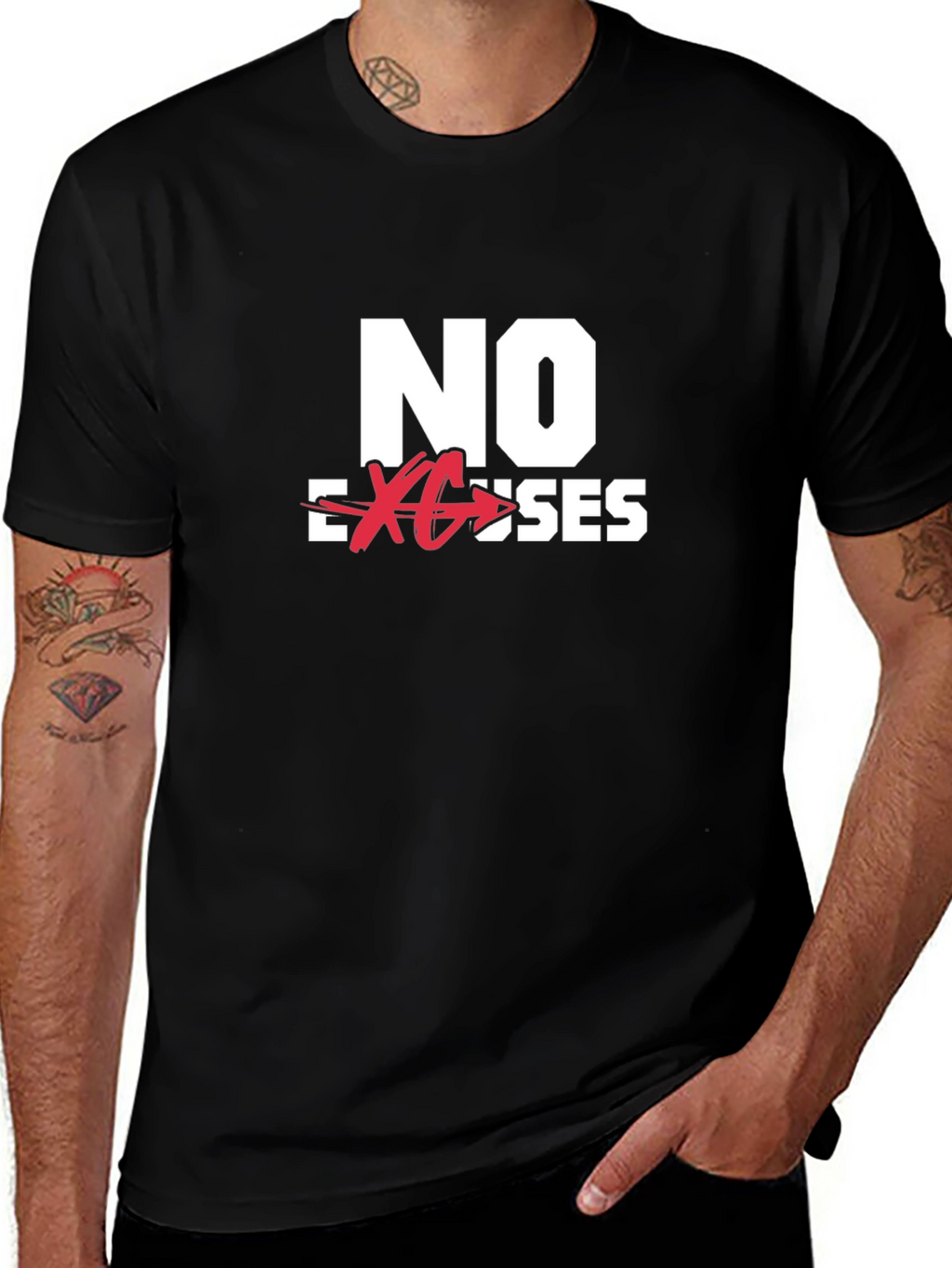 No Excuses Black Graphic Tee