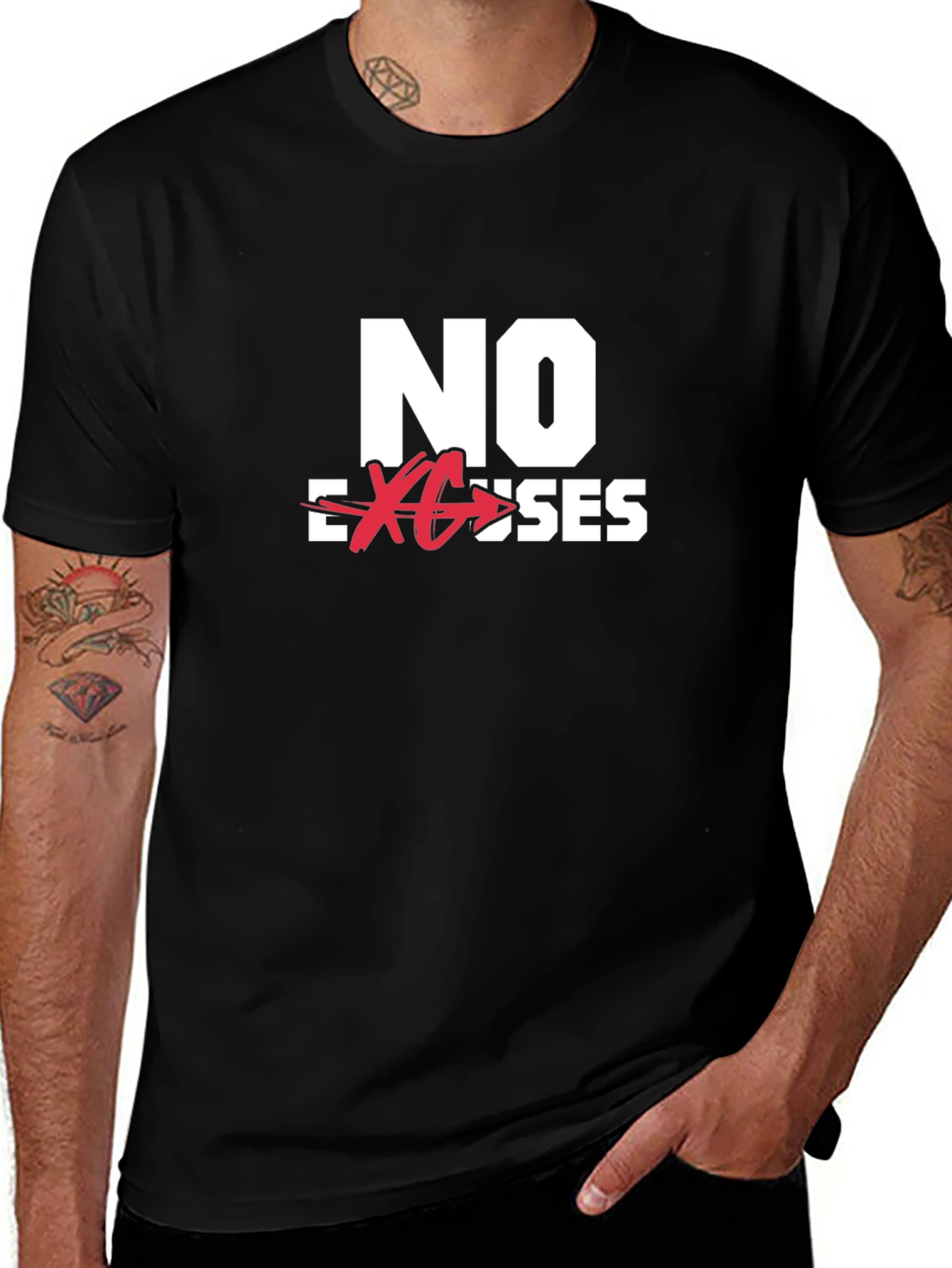 No Excuses Black Graphic Tee