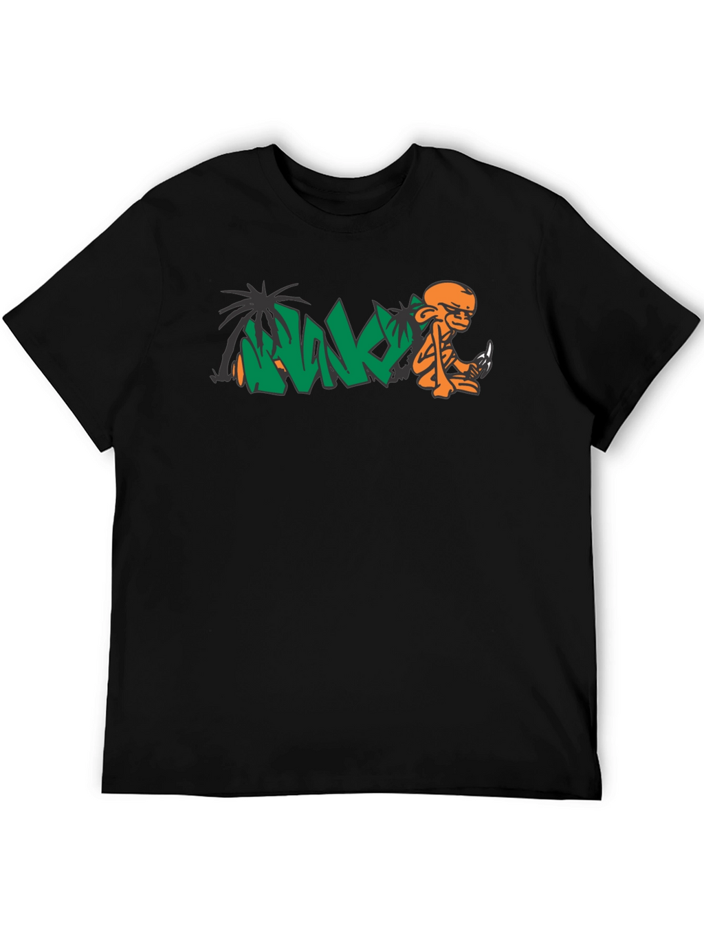 Cool Black T-Shirt with Orange Monkey Graphic