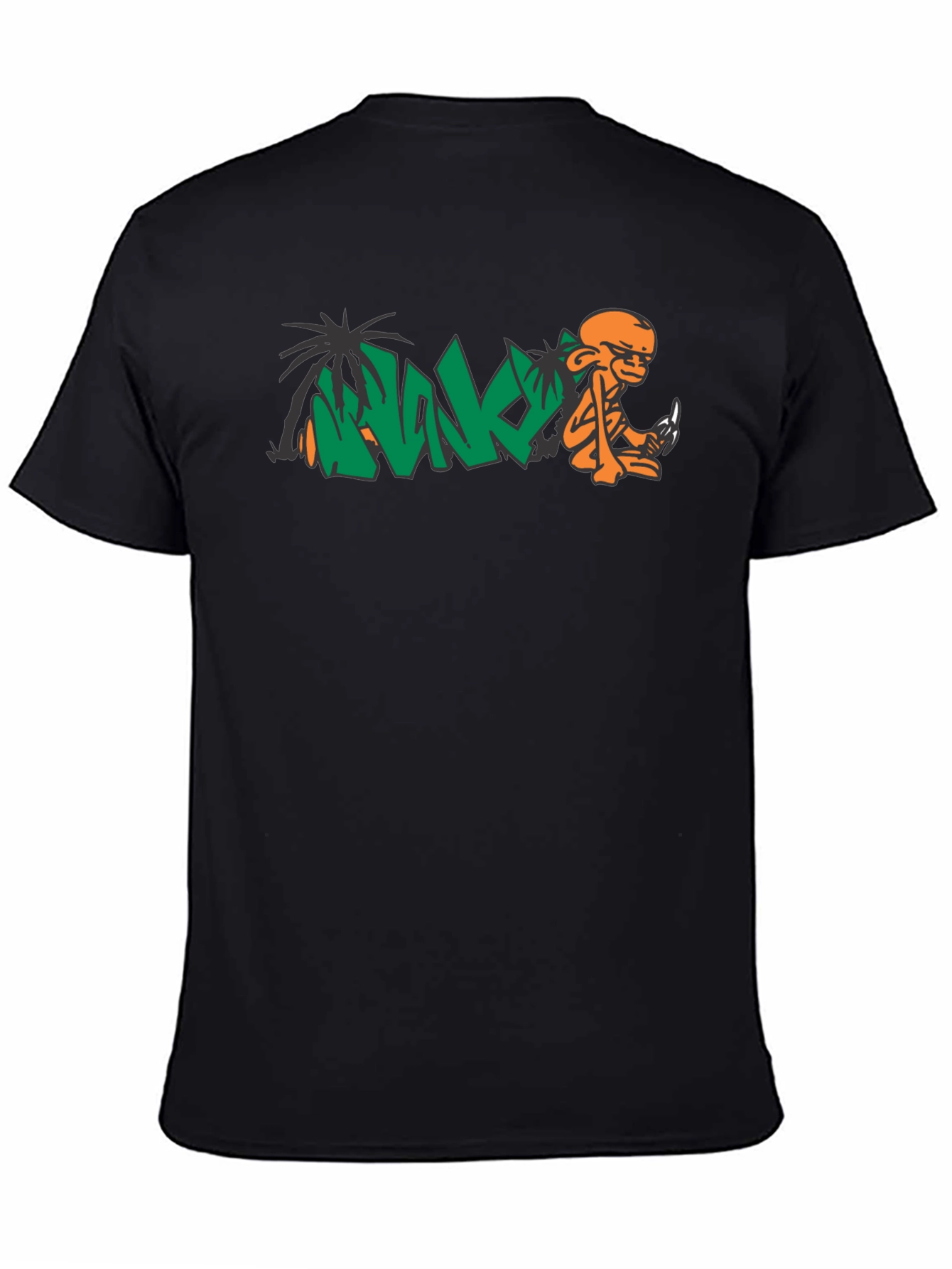 Cool Black T-Shirt with Orange Monkey Graphic