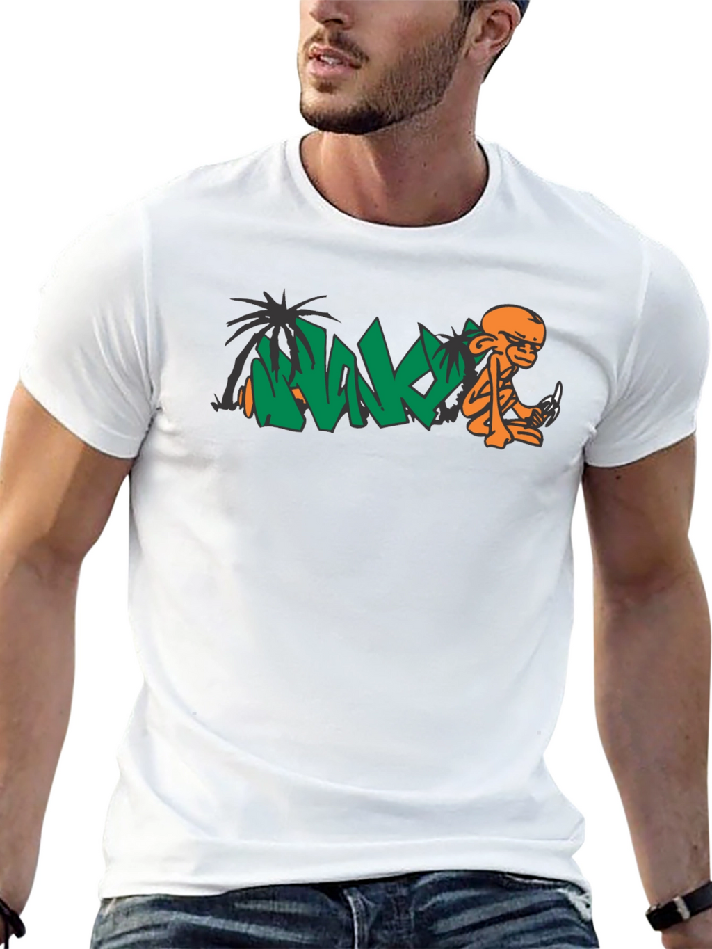Cool Black T-Shirt with Orange Monkey Graphic
