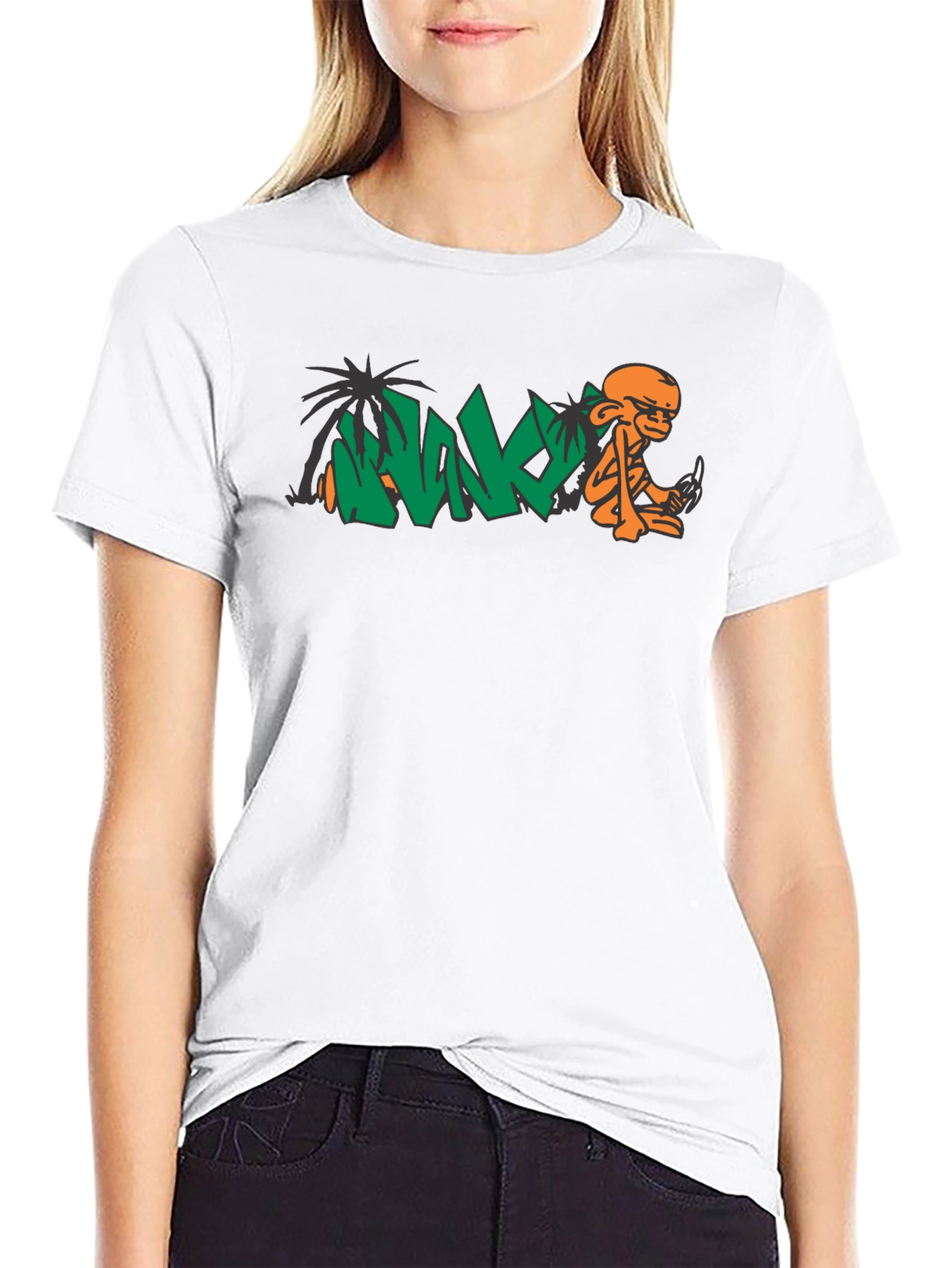 Cool Black T-Shirt with Orange Monkey Graphic