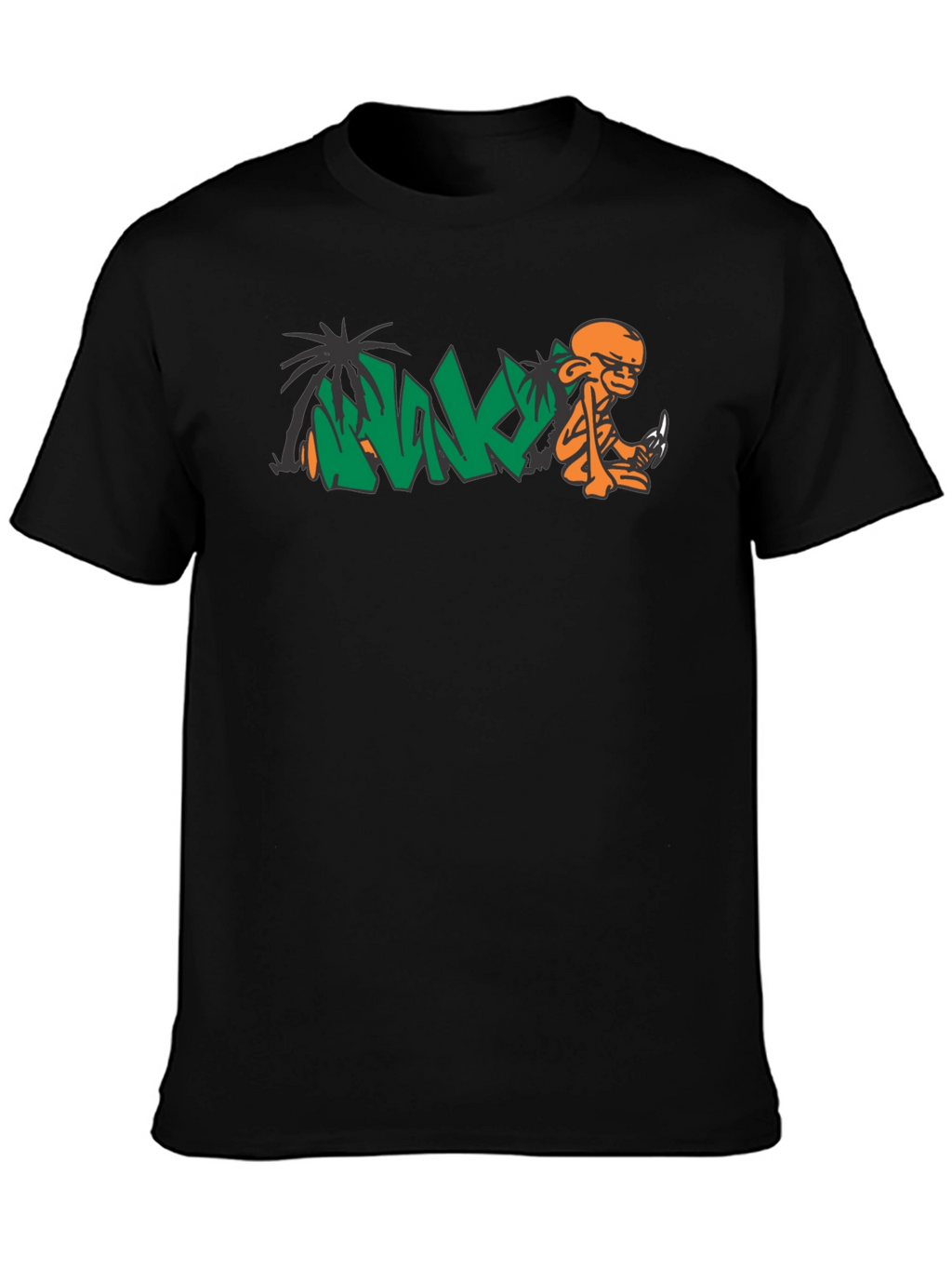 Cool Black T-Shirt with Orange Monkey Graphic