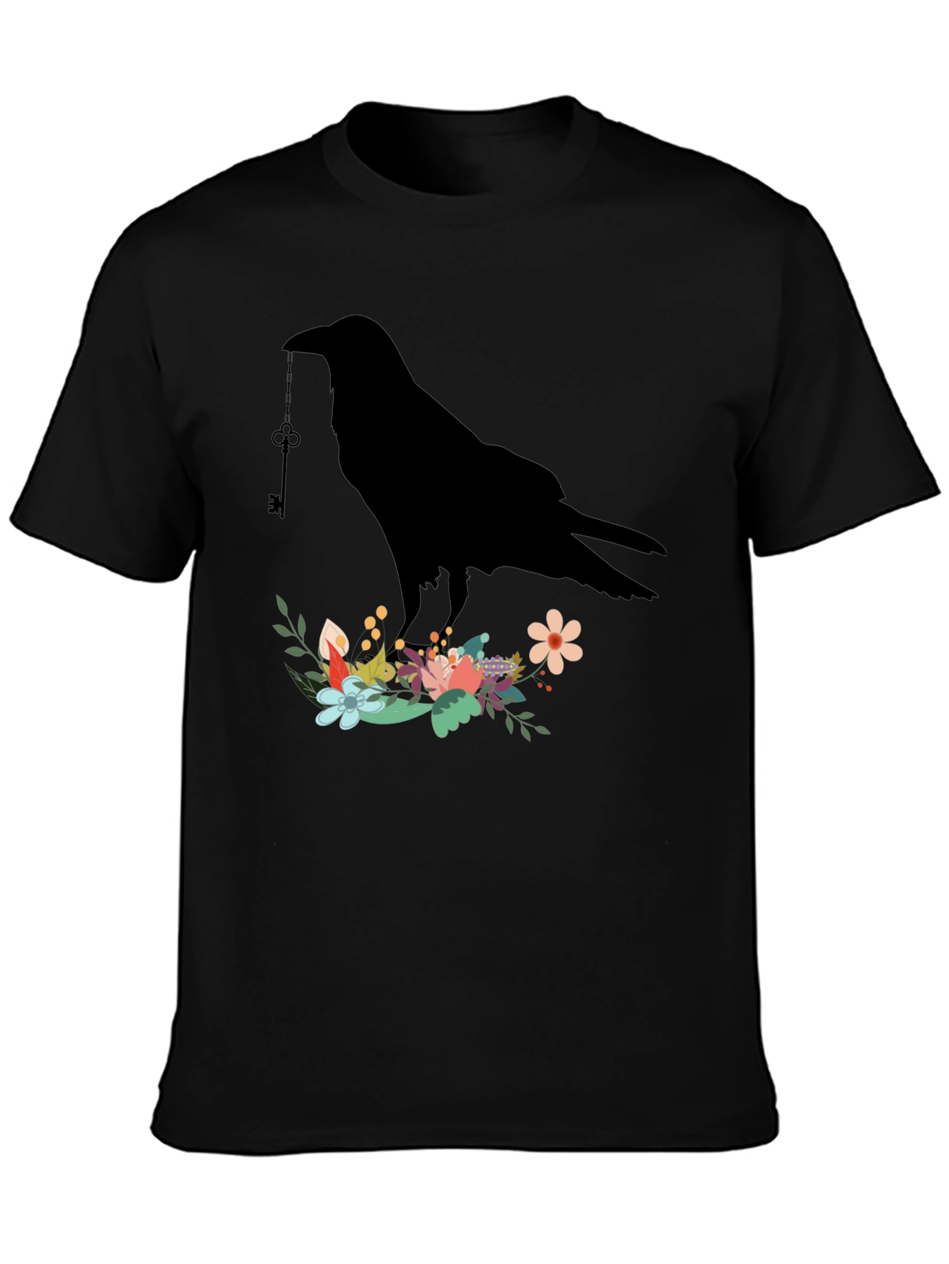 Raven Key Floral Graphic T-Shirt