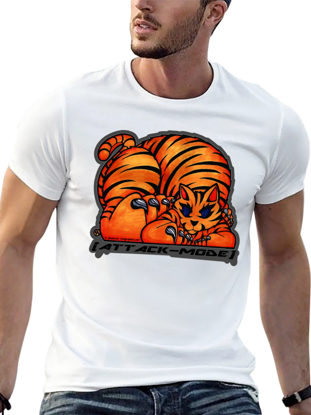 Attack Mode Tiger Graphic T-Shirt Cotton Blend Casual Wear