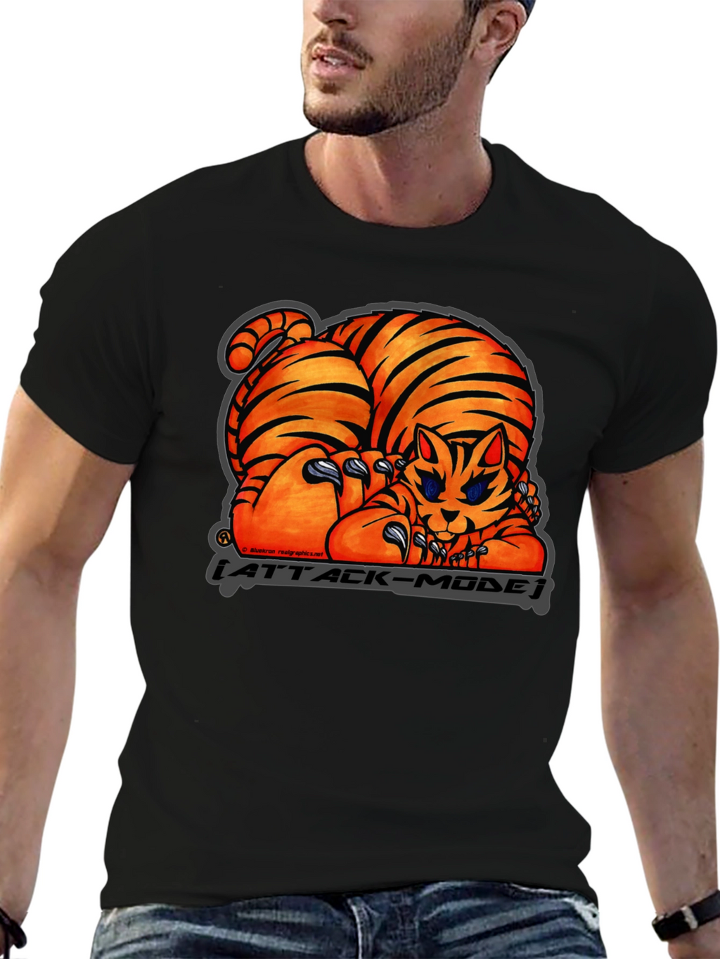 Attack Mode Tiger Graphic T-Shirt Cotton Blend Casual Wear