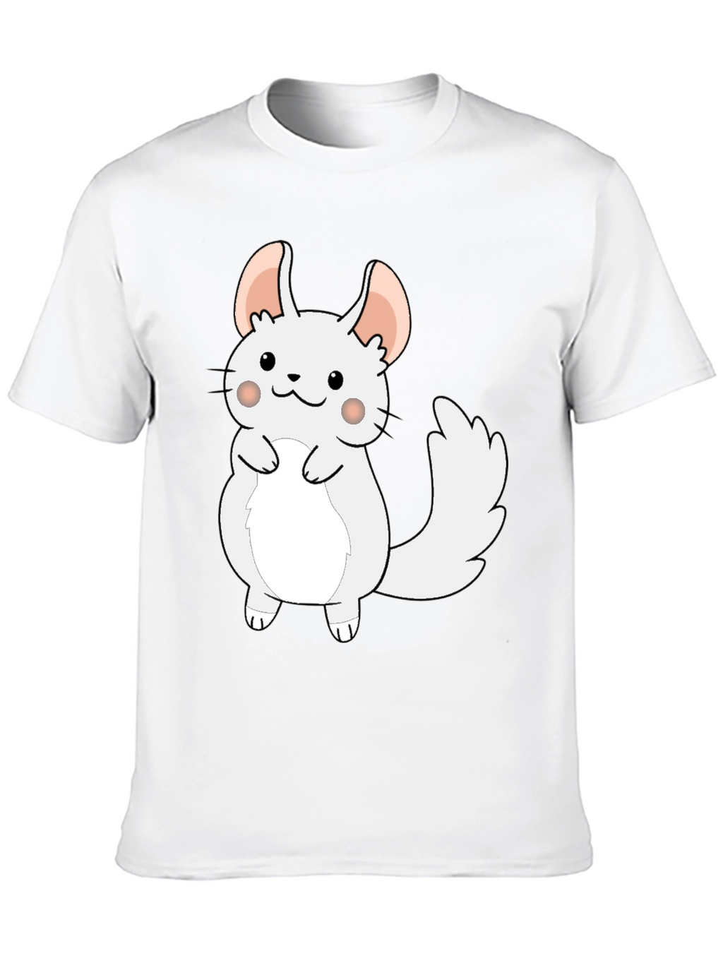 Cute Cartoon Chinchilla Graphic Tee - Black