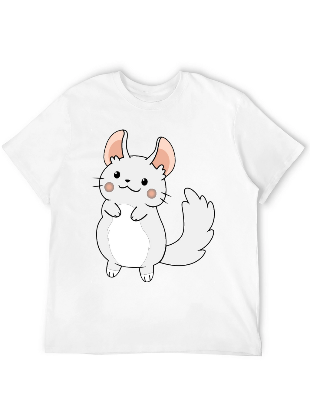 Cute Cartoon Chinchilla Graphic Tee - Black