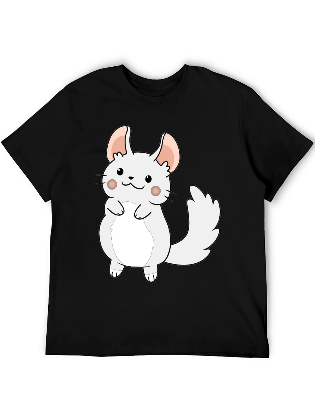 Cute Cartoon Chinchilla Graphic Tee - Black
