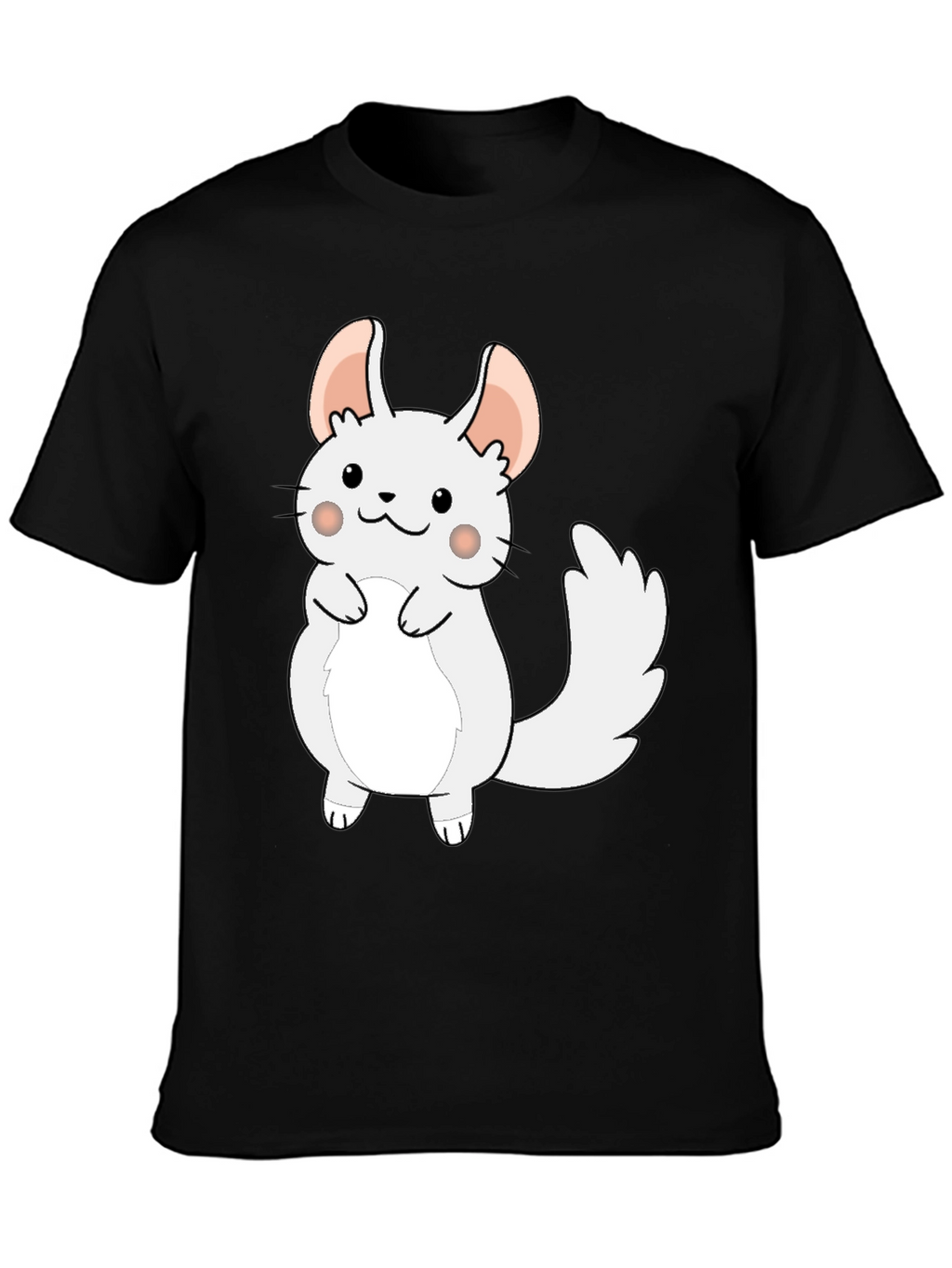 Cute Cartoon Chinchilla Graphic Tee - Black