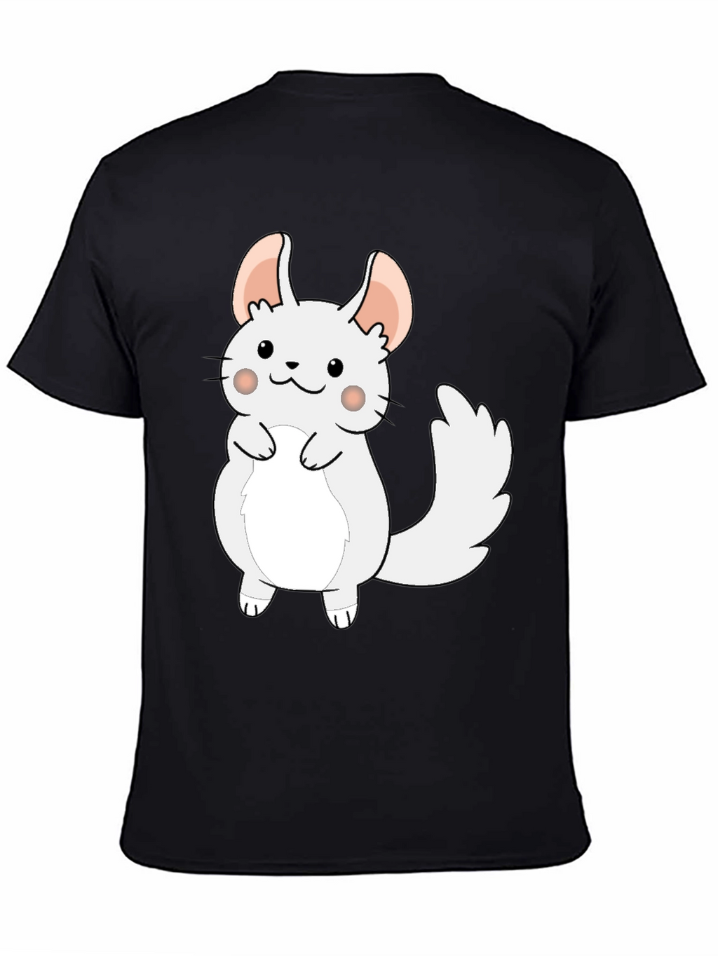 Cute Cartoon Chinchilla Graphic Tee - Black