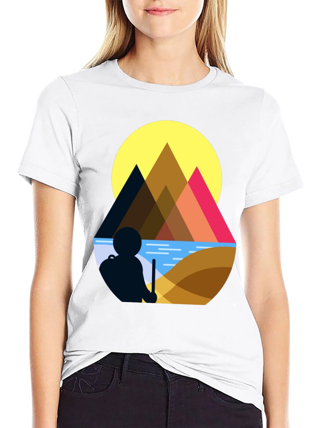 Geometric Mountain Scene Graphic Tee