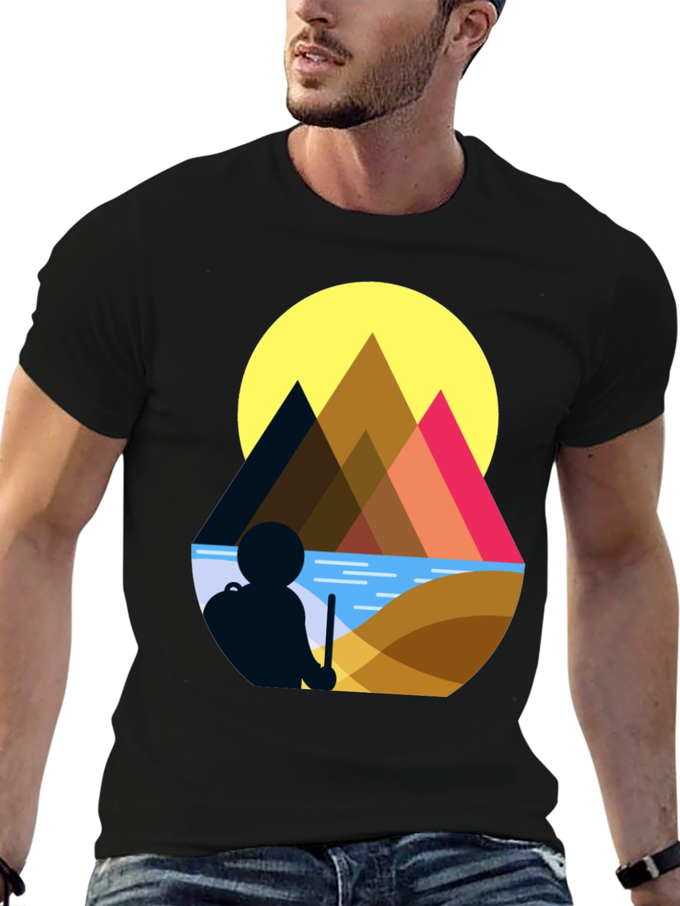 Geometric Mountain Scene Graphic Tee