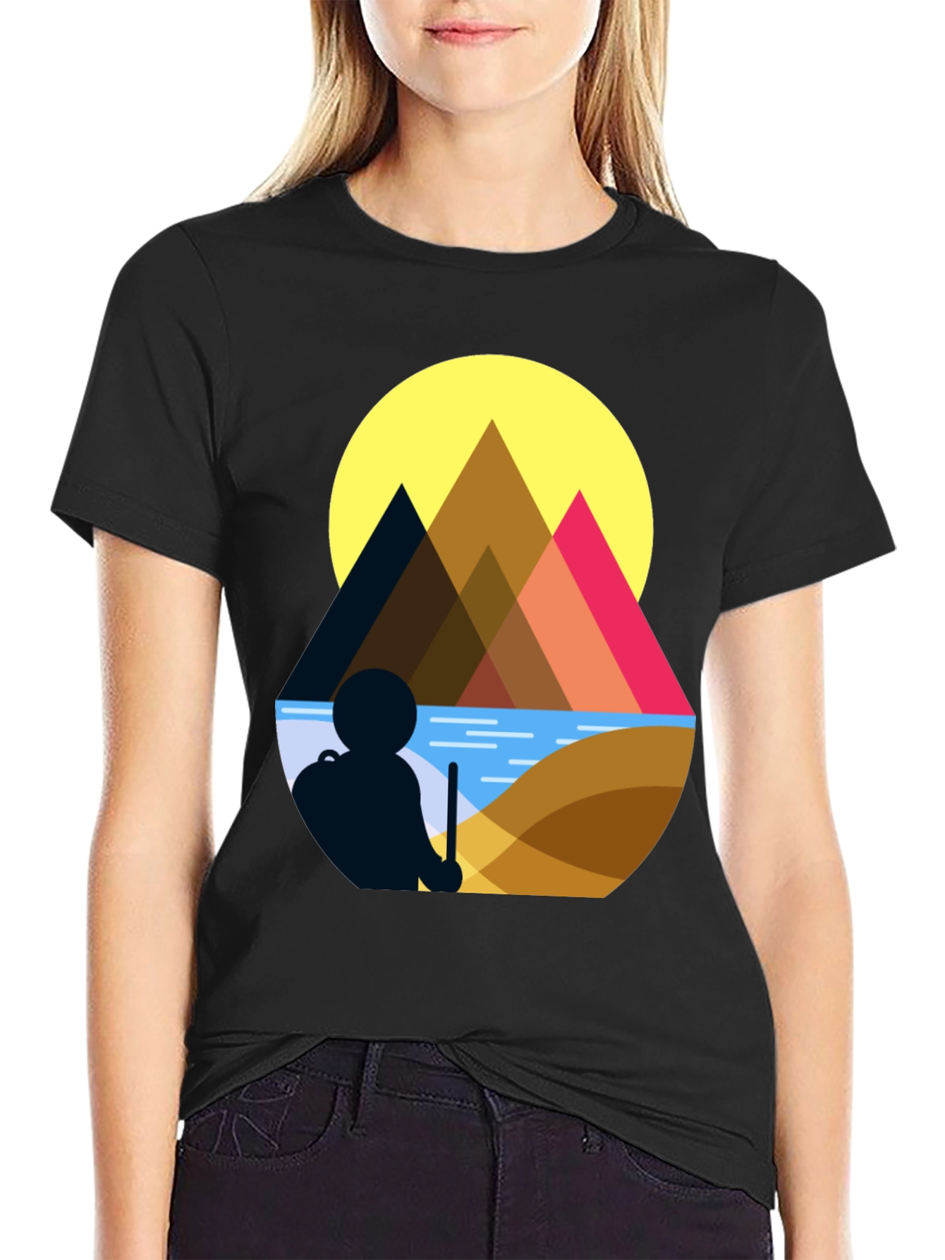Geometric Mountain Scene Graphic Tee