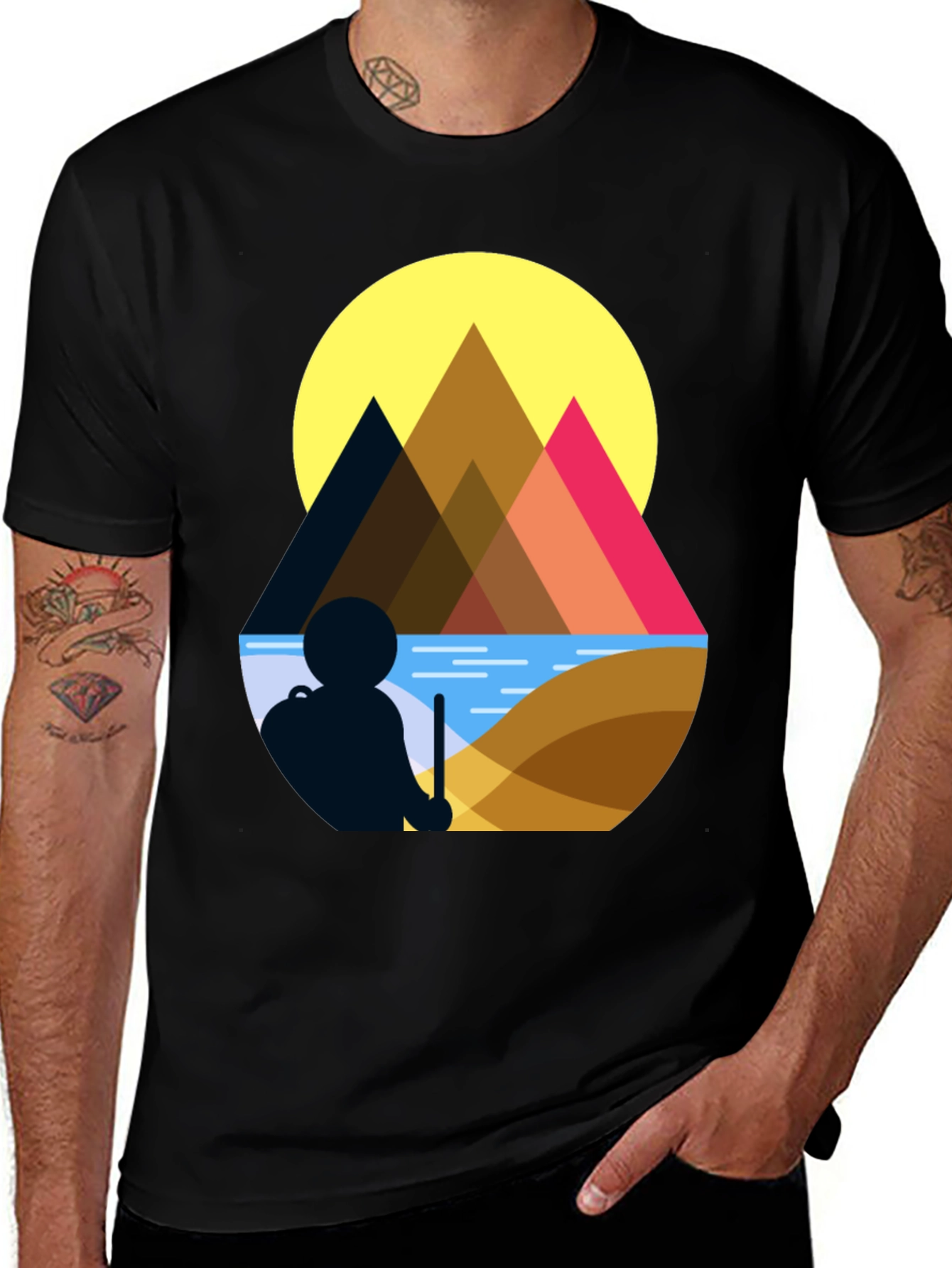 Geometric Mountain Scene Graphic Tee