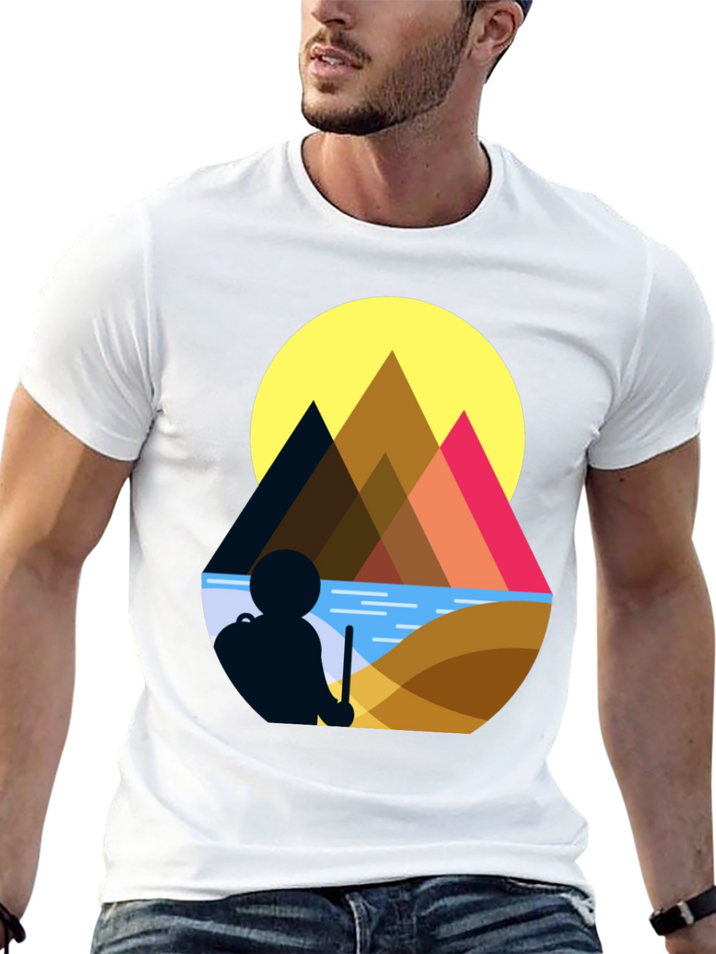 Geometric Mountain Scene Graphic Tee