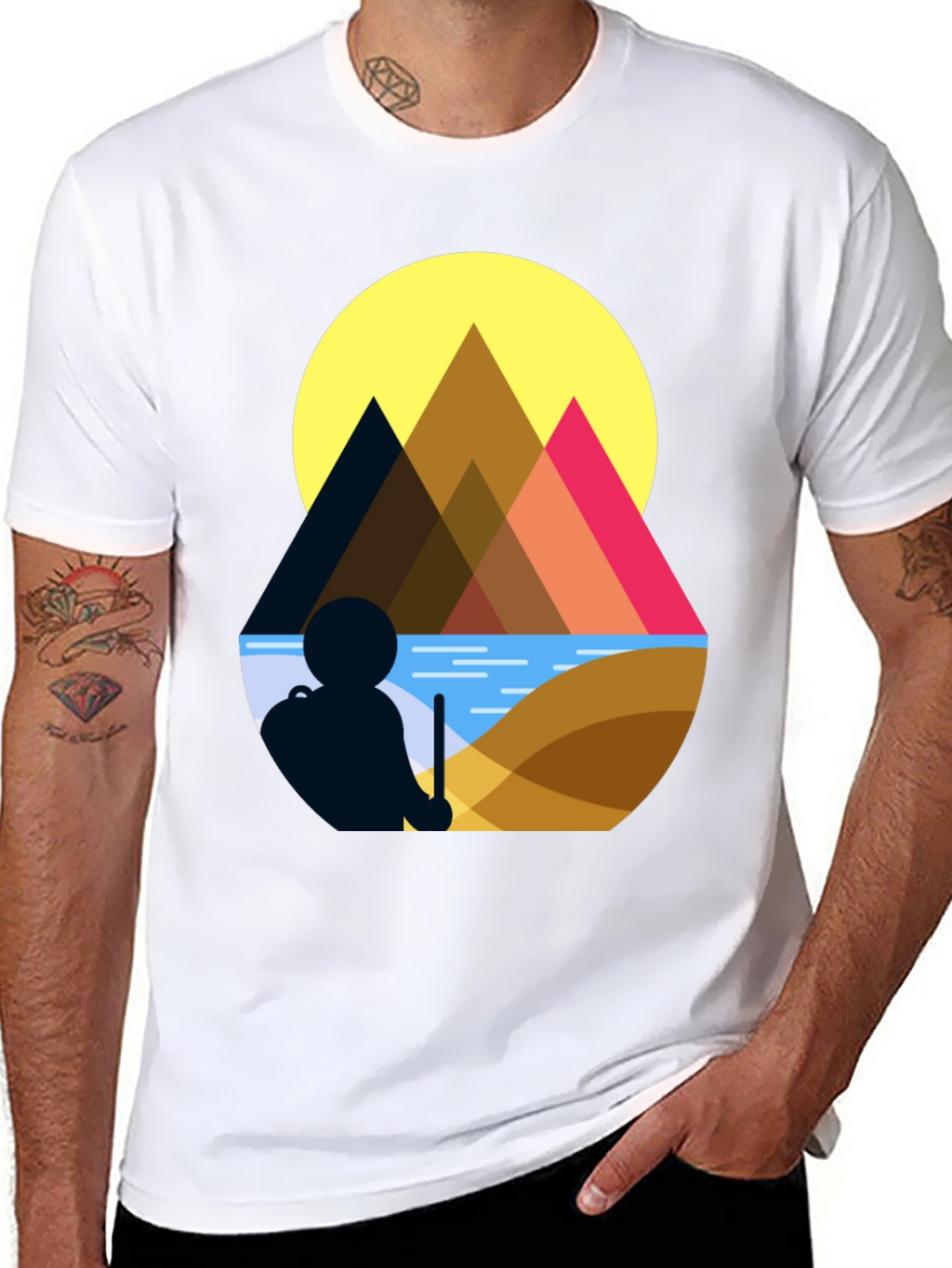 Geometric Mountain Scene Graphic Tee