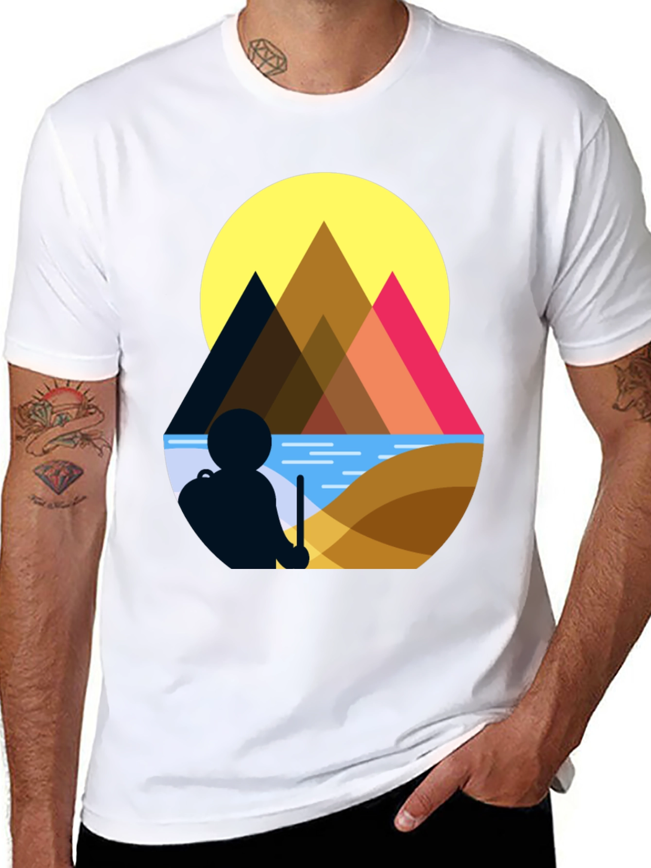 Geometric Mountain Scene Graphic Tee
