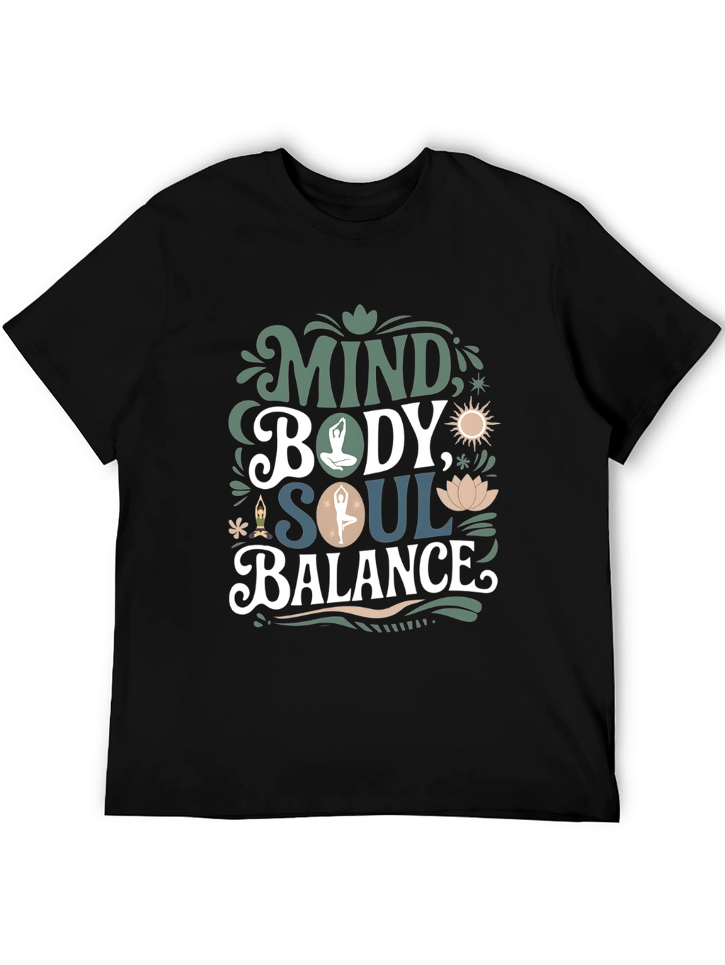 Mind Body Soul Balance T-Shirt - Mens Black Tee