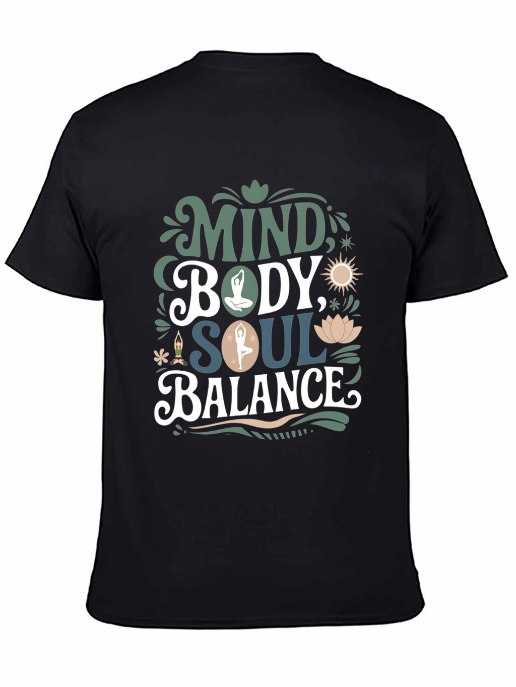 Mind Body Soul Balance T-Shirt - Mens Black Tee