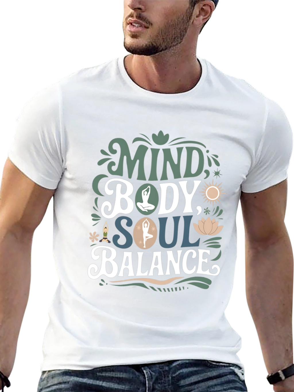 Mind Body Soul Balance T-Shirt - Mens Black Tee