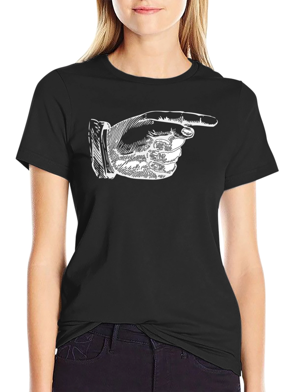 Pointing Finger Graphic T-Shirt - Classic Black Tee