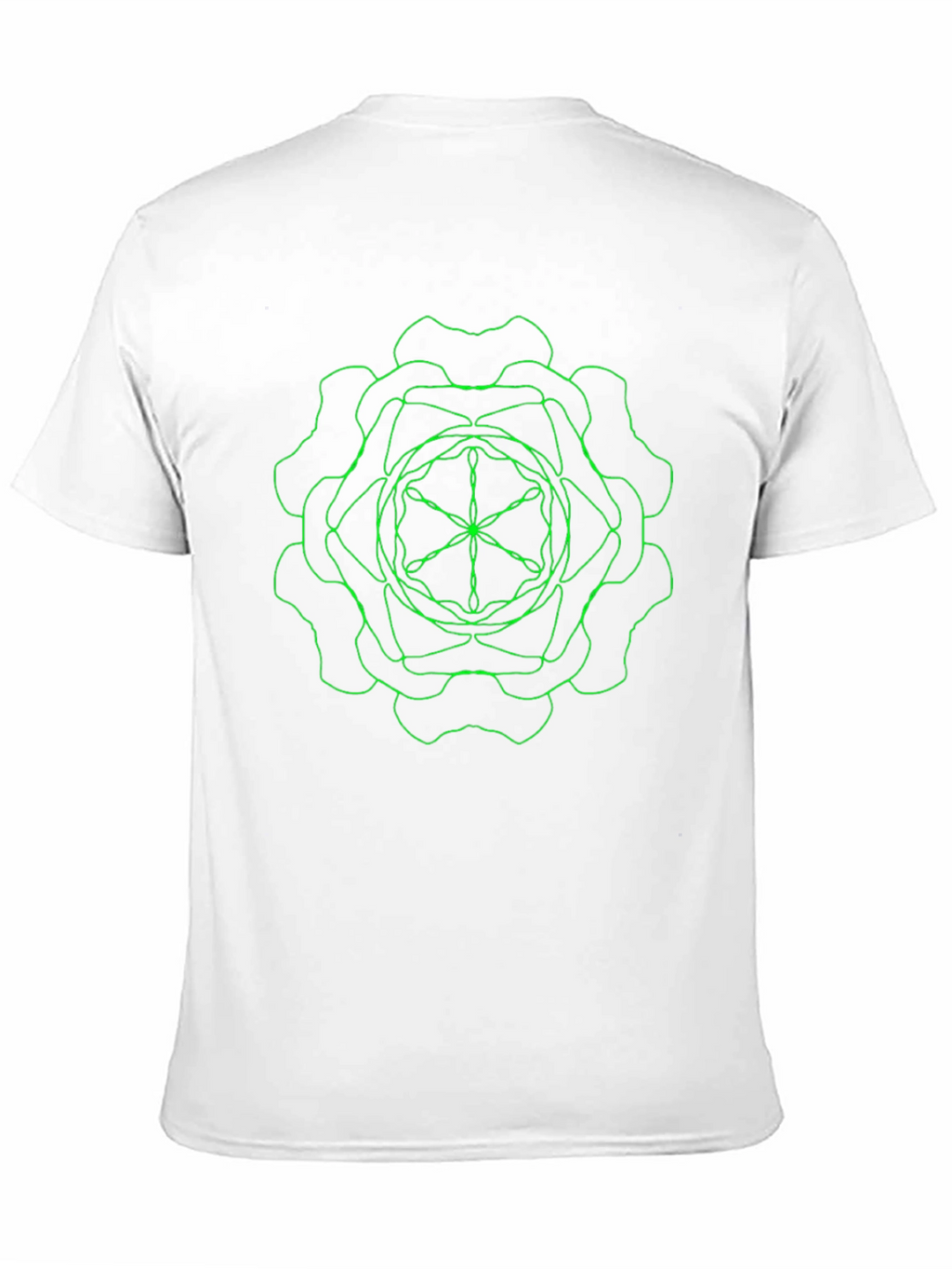 Geometric Green Line Art Black T-Shirt