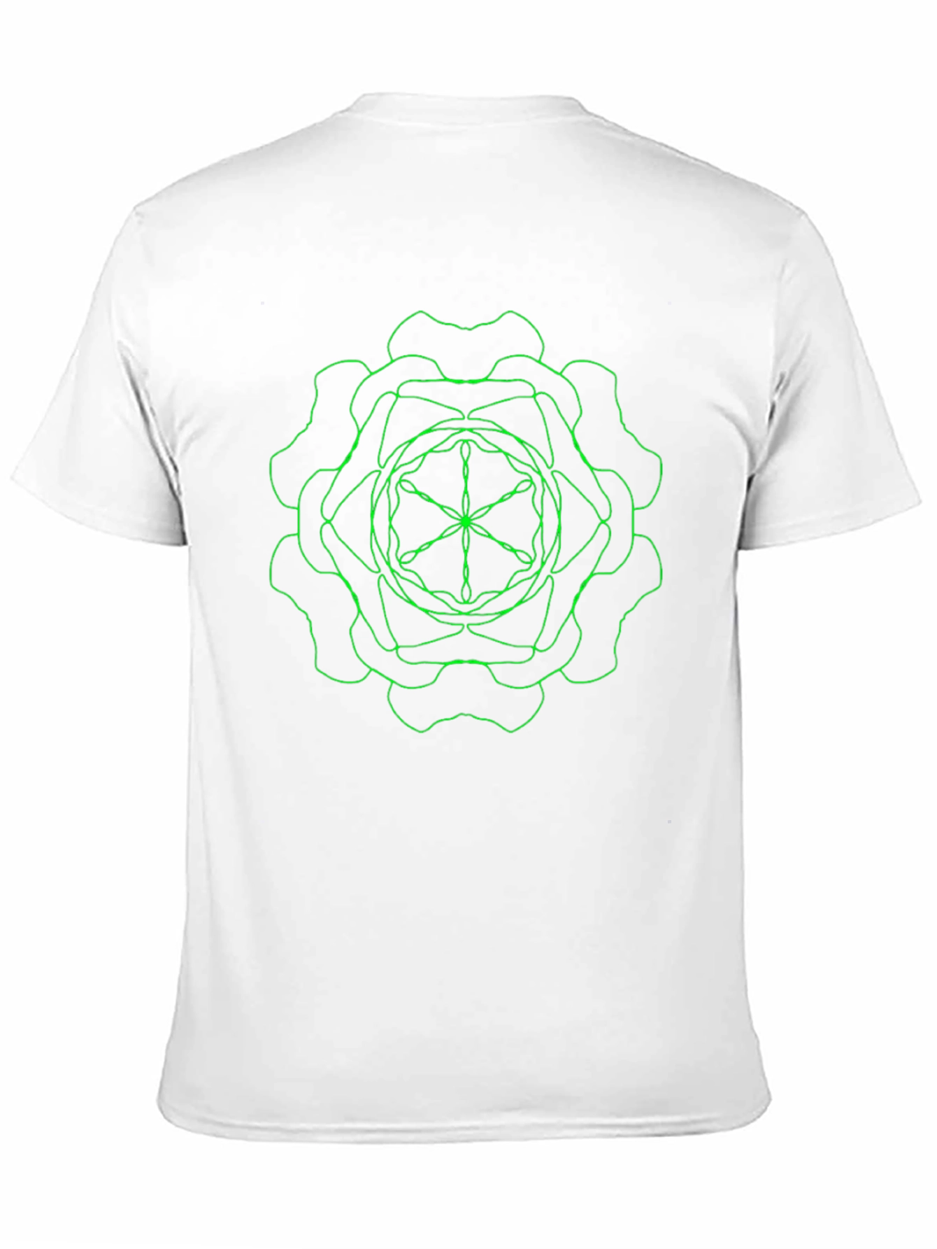 Geometric Green Line Art Black T-Shirt