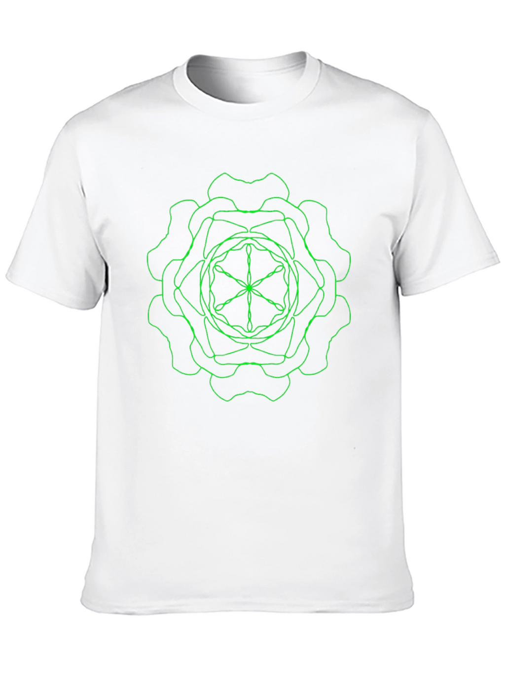 Geometric Green Line Art Black T-Shirt