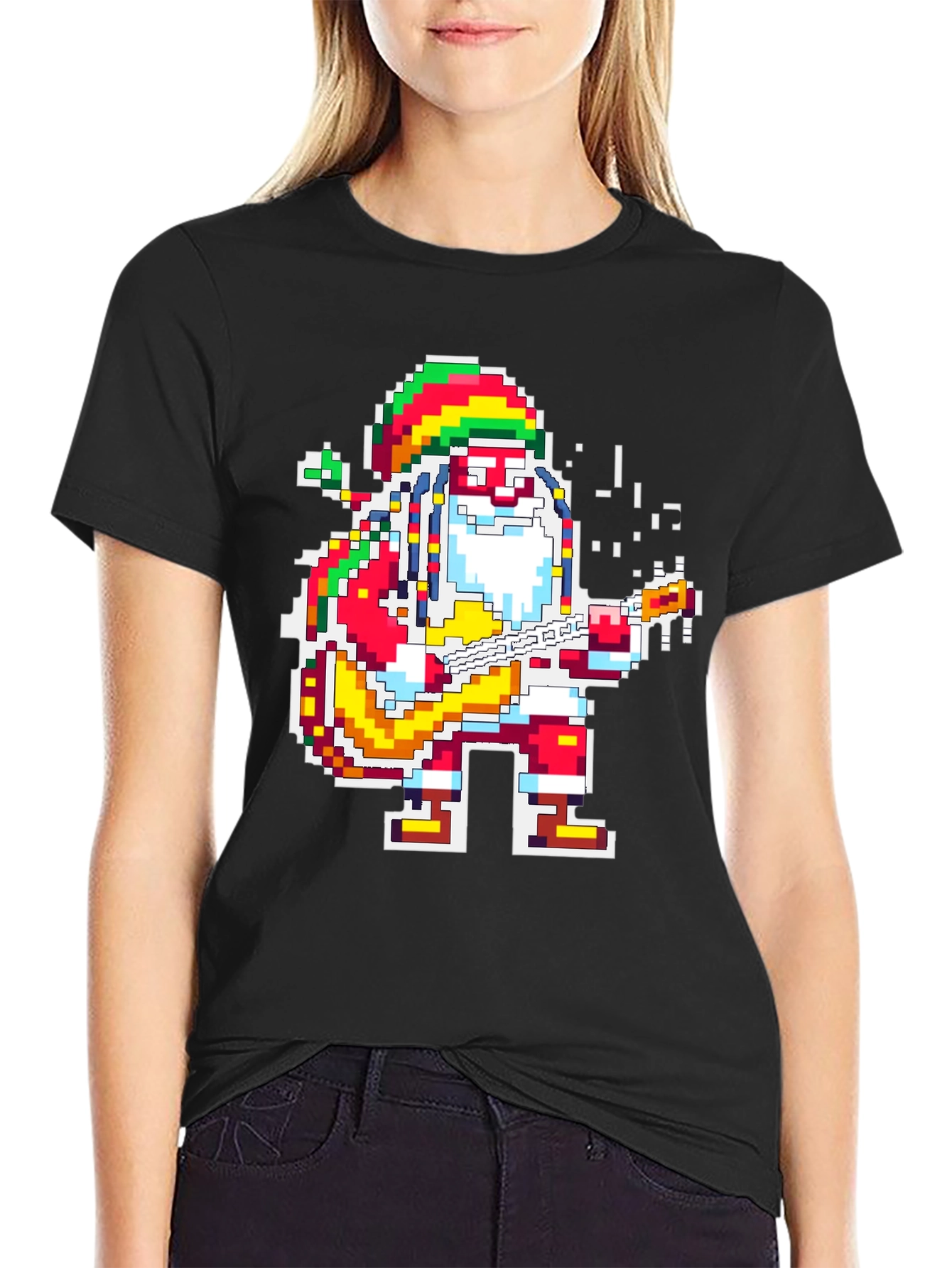 Rasta Santa T-Shirt - Pixel Holiday Style