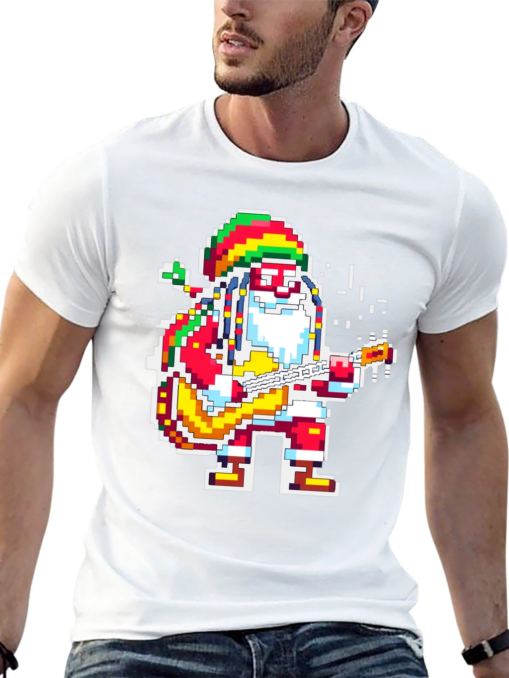 Rasta Santa T-Shirt - Pixel Holiday Style