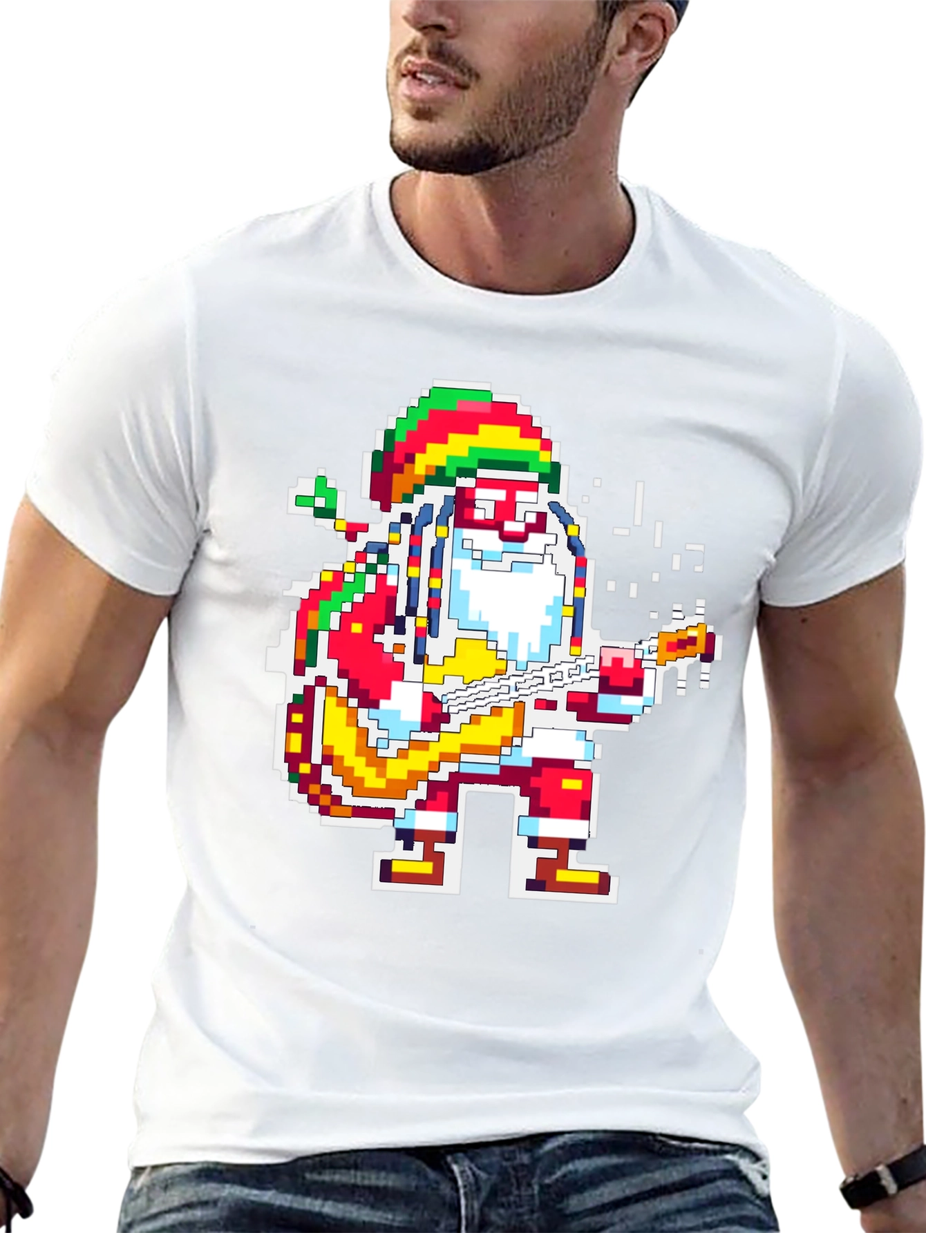 Rasta Santa T-Shirt - Pixel Holiday Style