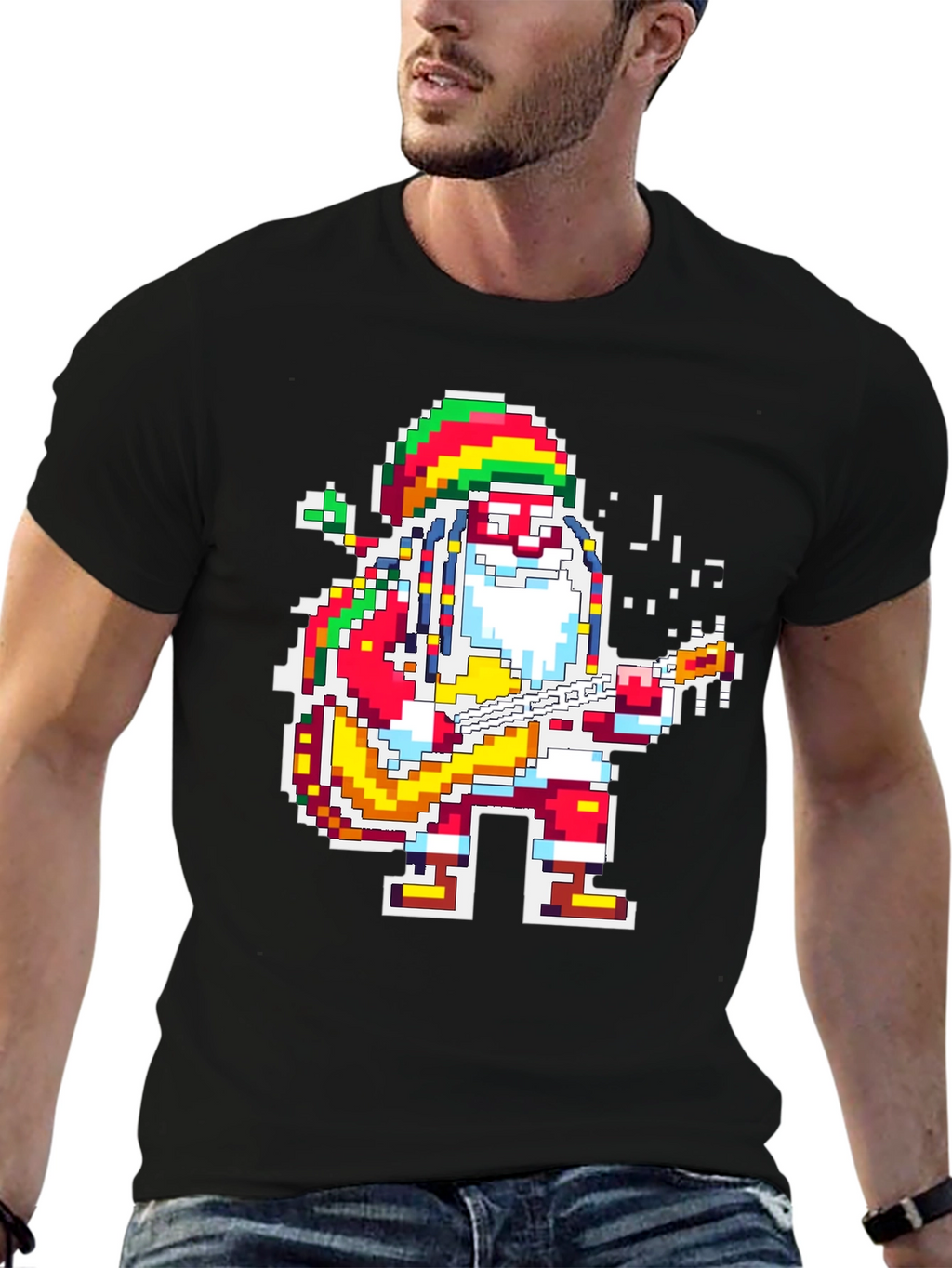 Rasta Santa T-Shirt - Pixel Holiday Style