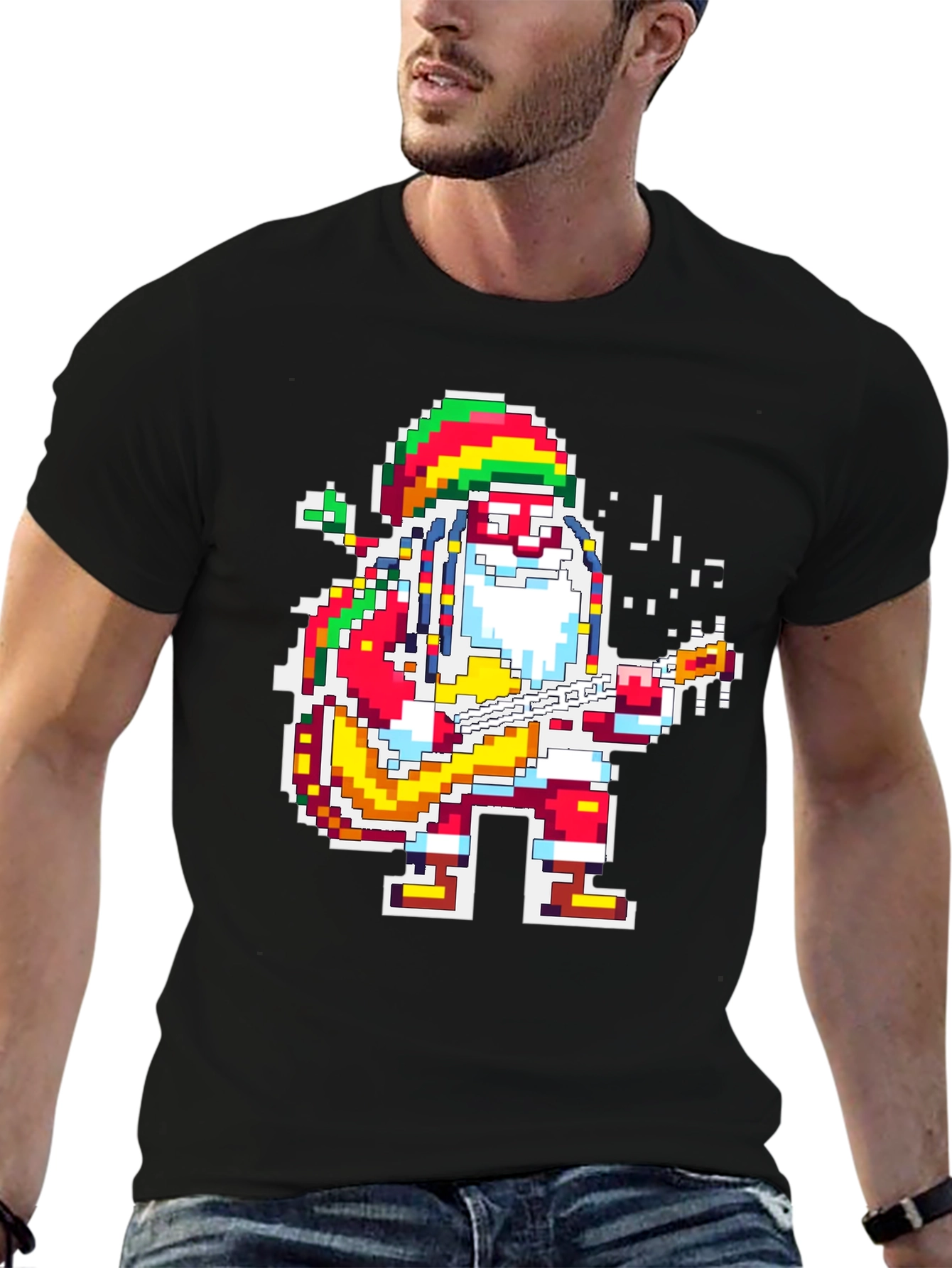 Rasta Santa T-Shirt - Pixel Holiday Style